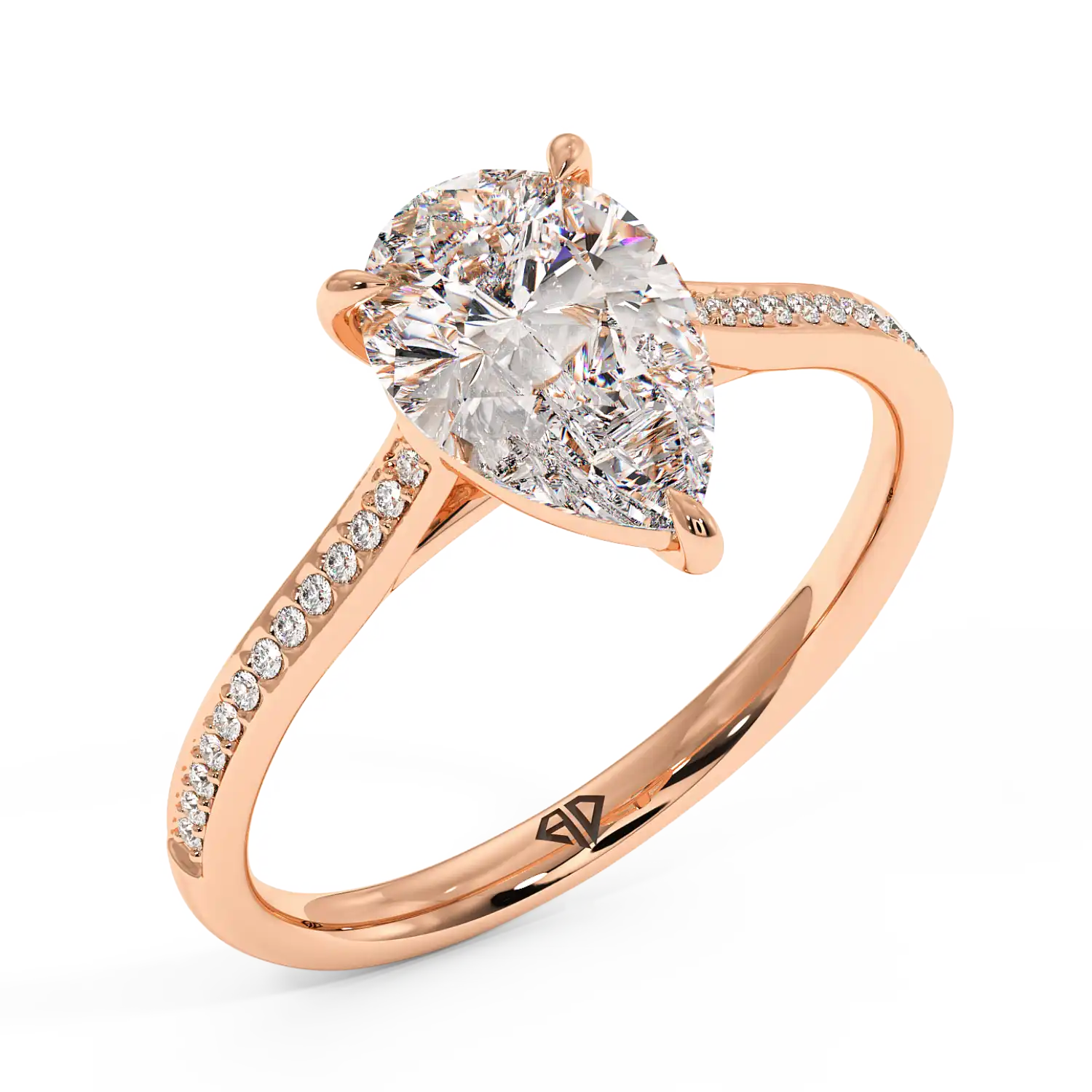 18K Rose Gold Poppy Pave Engagement Ring