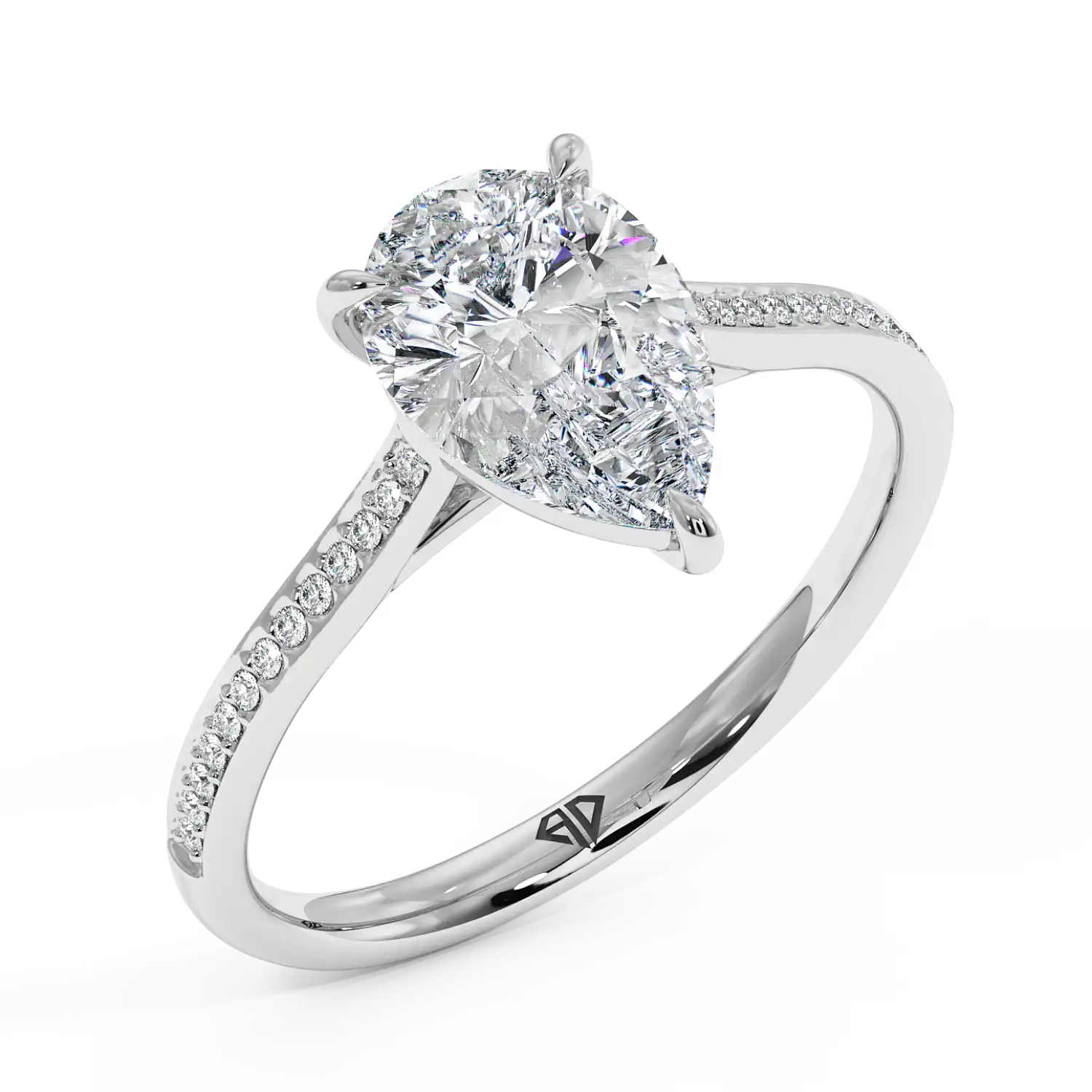 Platinum Poppy Pave Engagement Ring