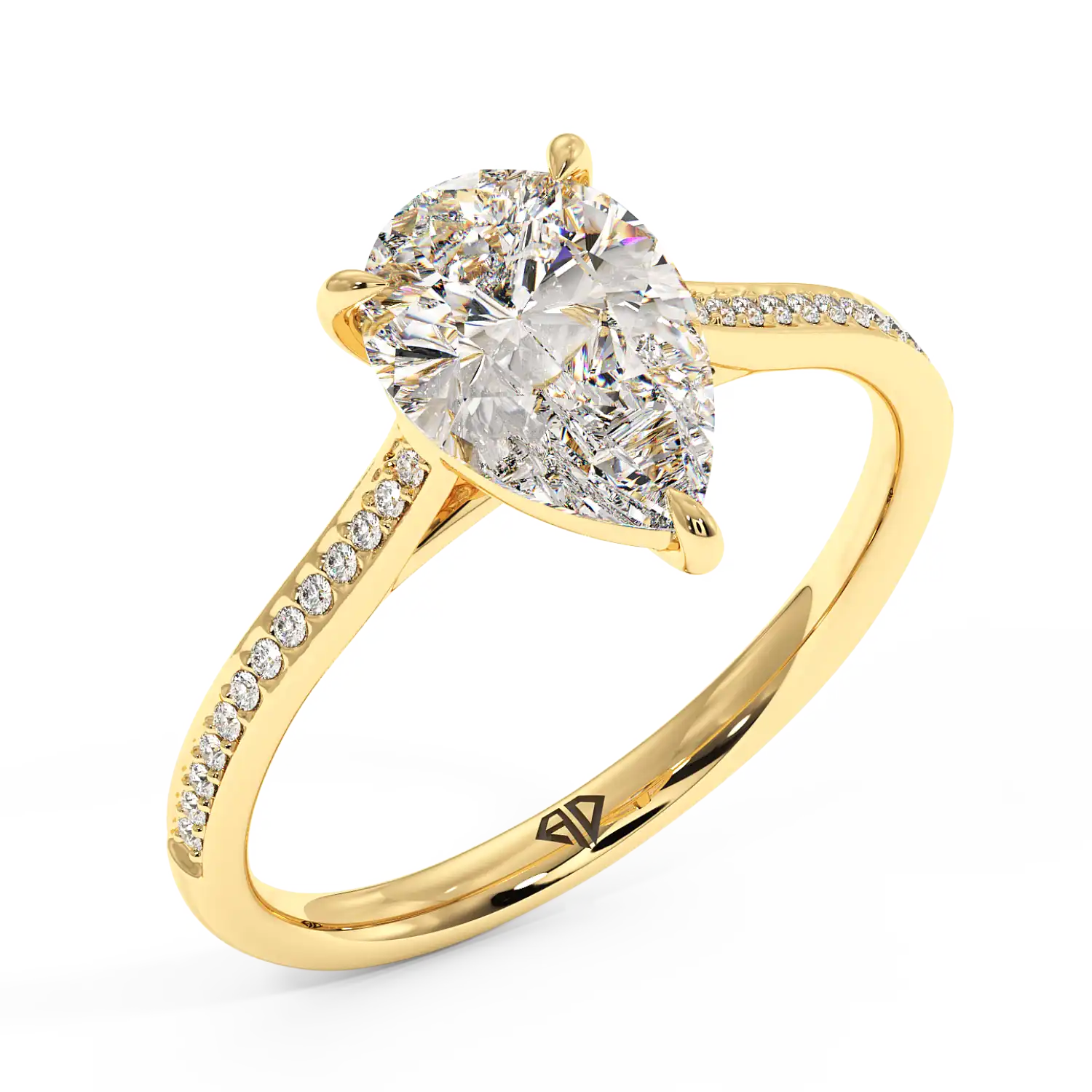 18K Yellow Gold Poppy Pave Engagement Ring