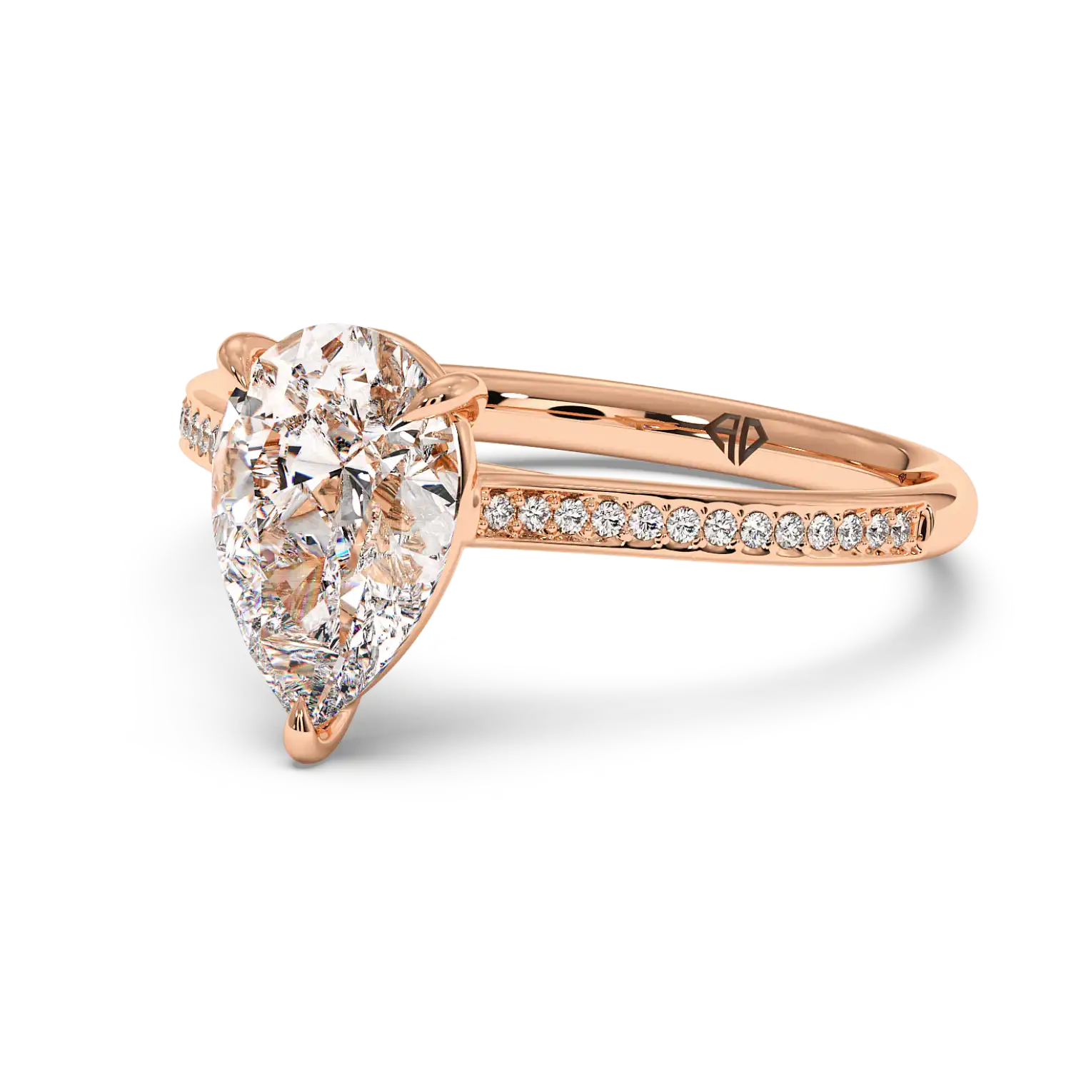 18K Rose Gold Poppy Pave Engagement Ring