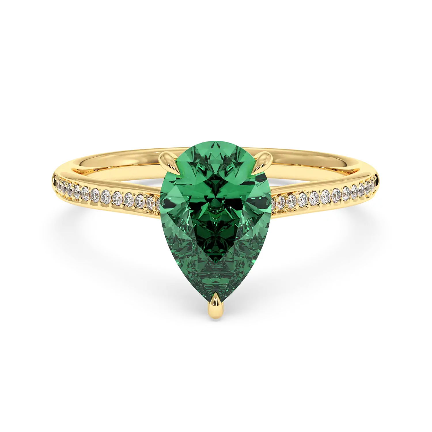 18K Yellow Gold Poppy Pave Engagement Ring