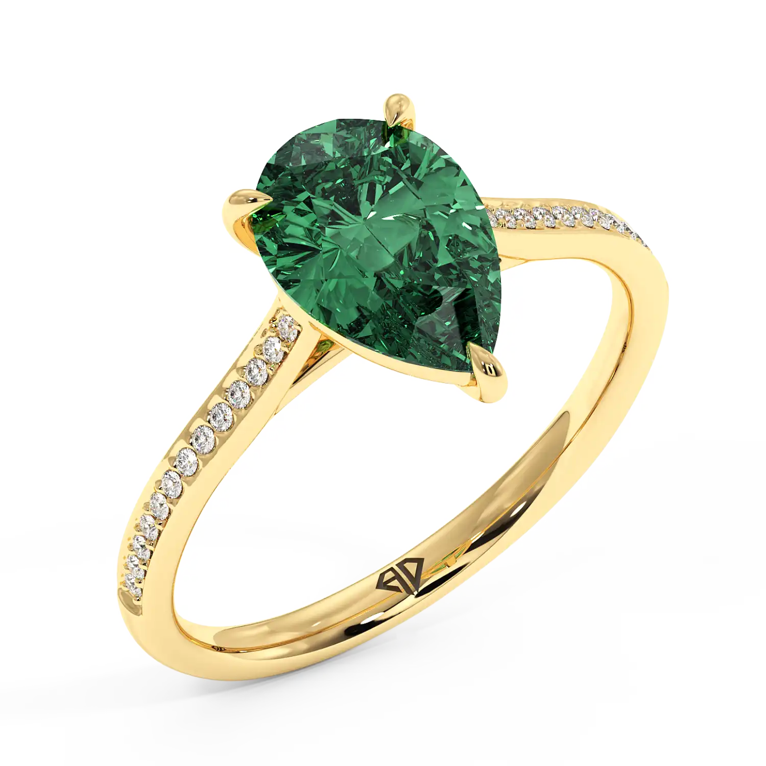 18K Yellow Gold Poppy Pave Engagement Ring