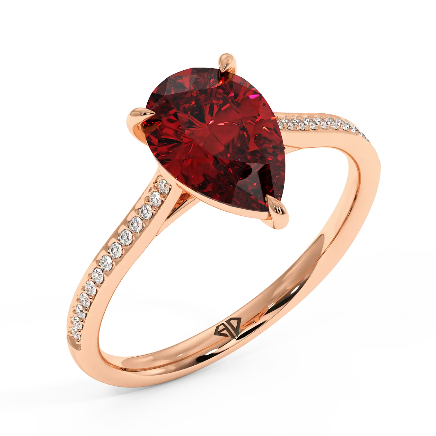 18K Rose Gold Poppy Pave Engagement Ring