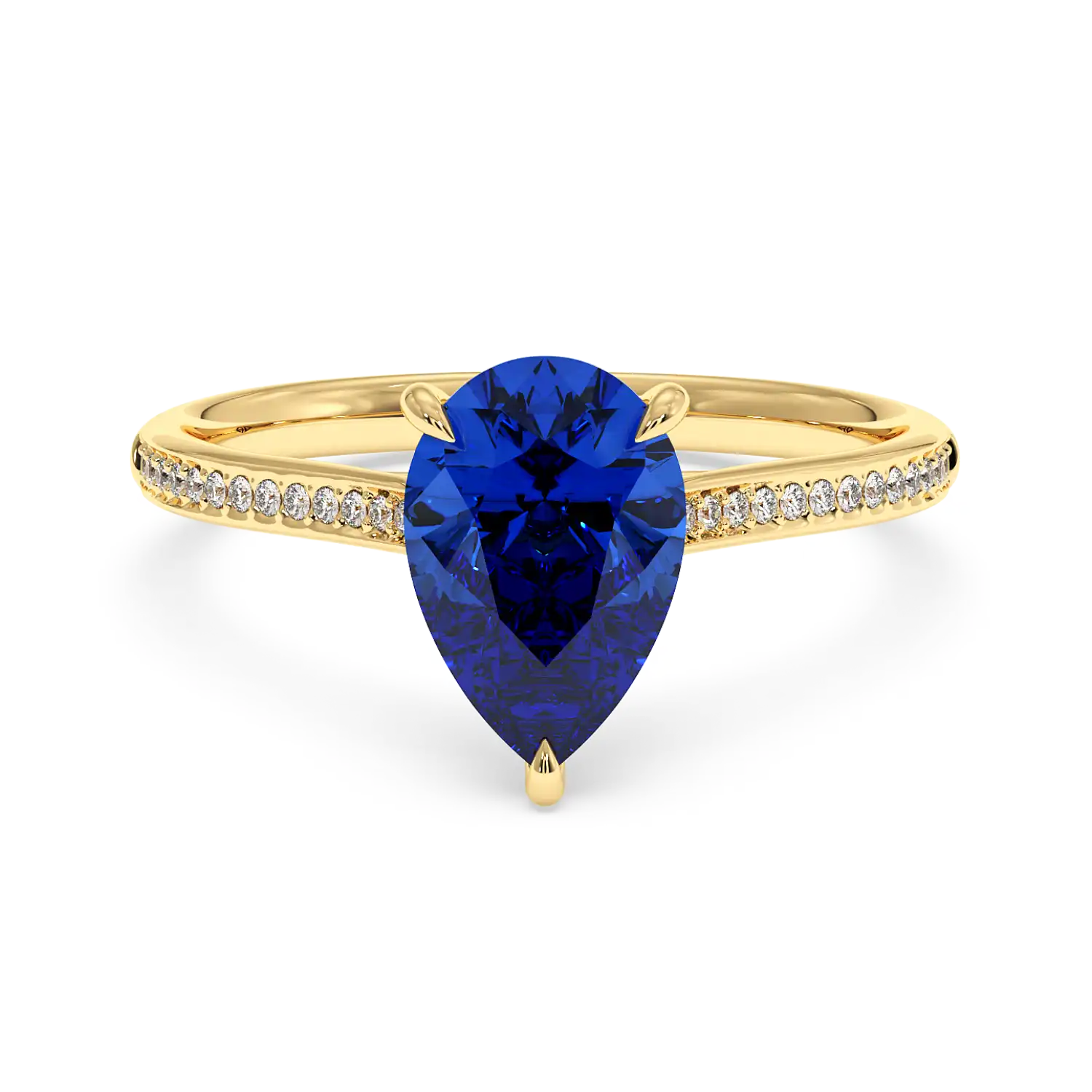 18K Yellow Gold Poppy Pave Engagement Ring