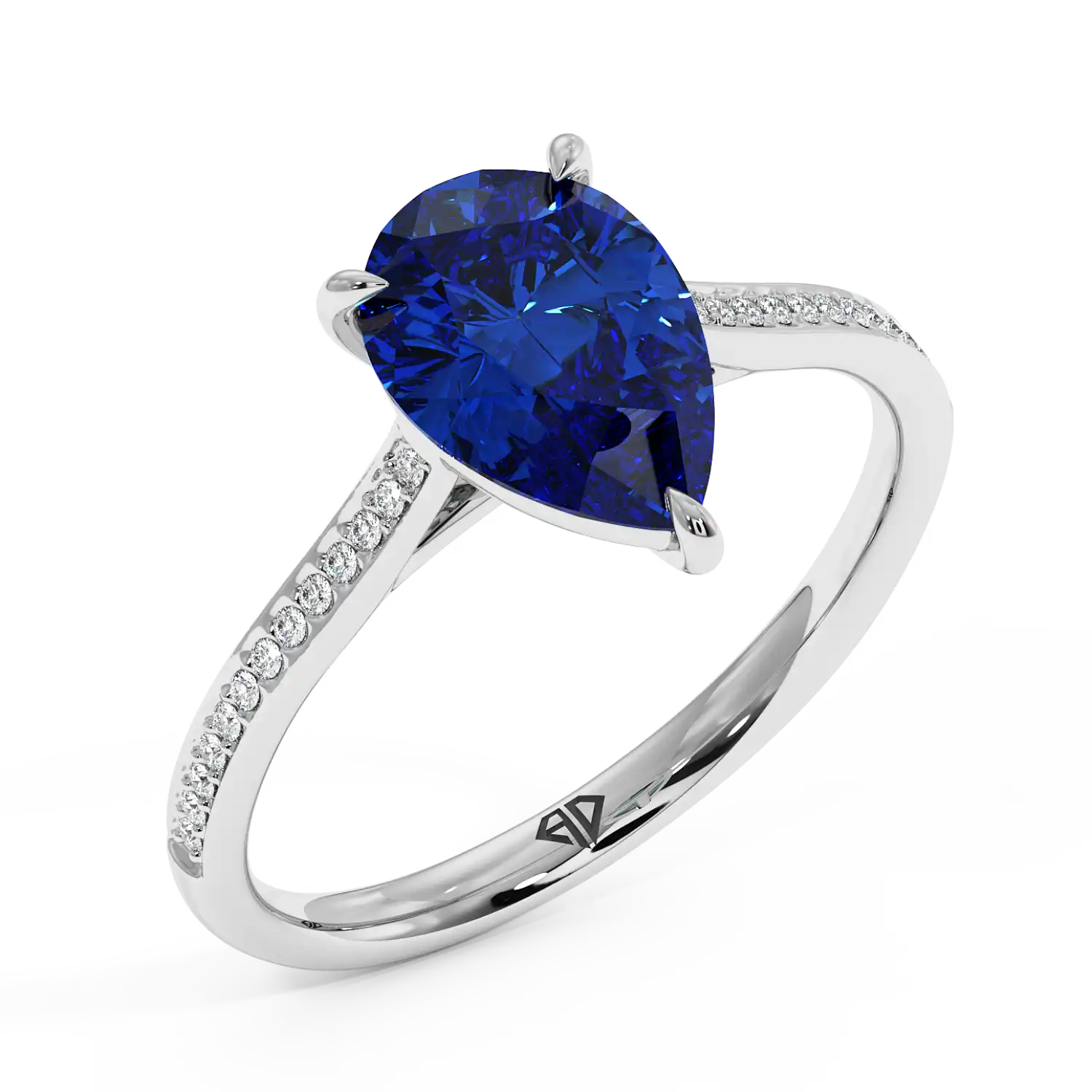 18K White Gold Poppy Pave Engagement Ring