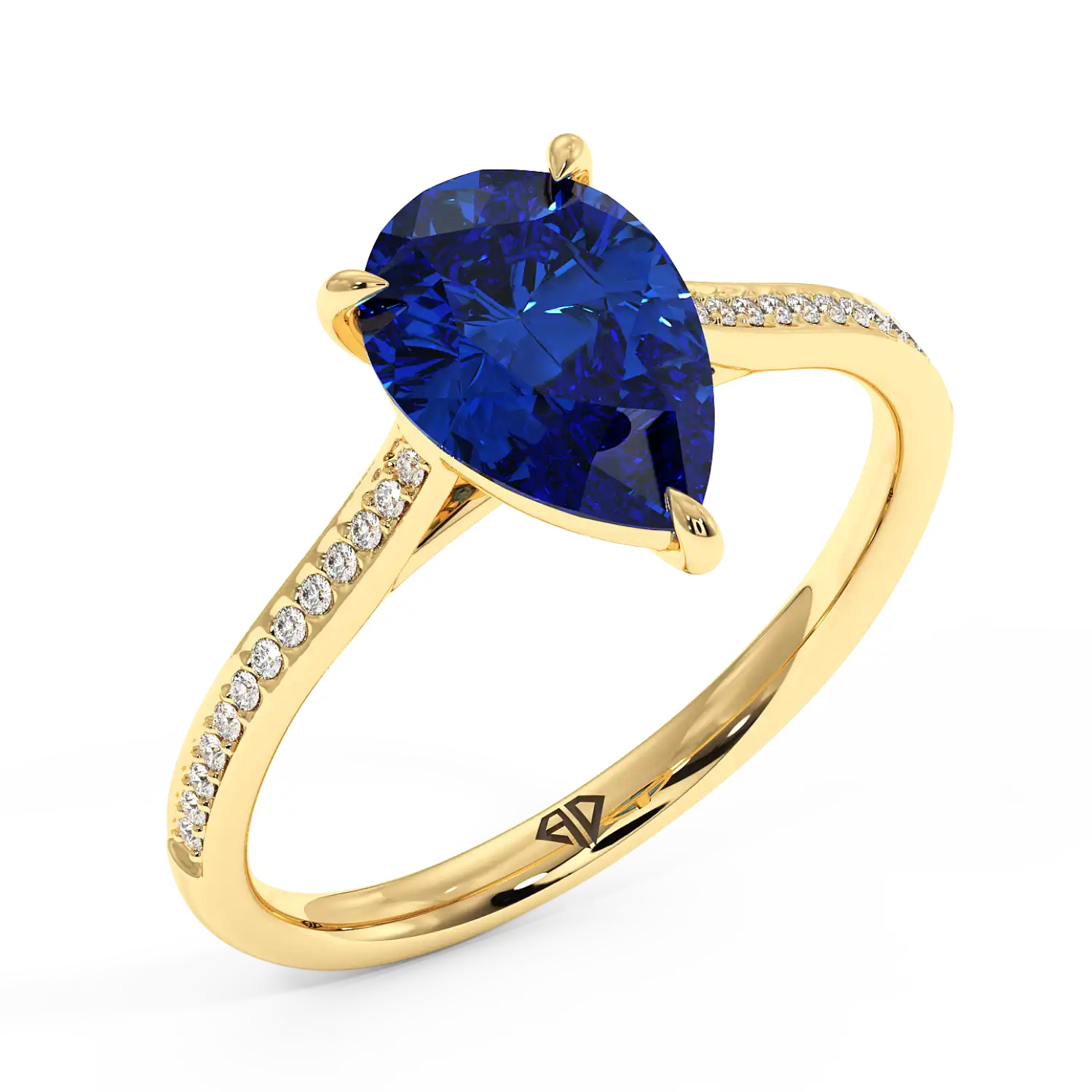 18K Yellow Gold Poppy Pave Engagement Ring