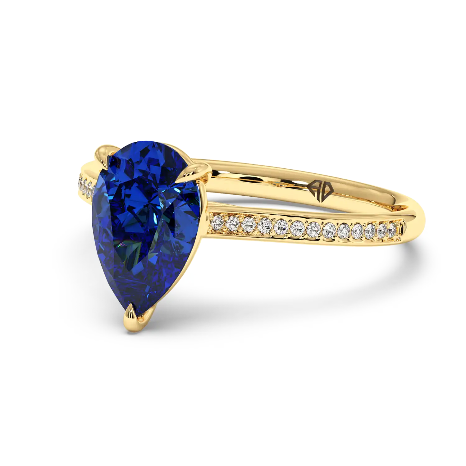 18K Yellow Gold Poppy Pave Engagement Ring