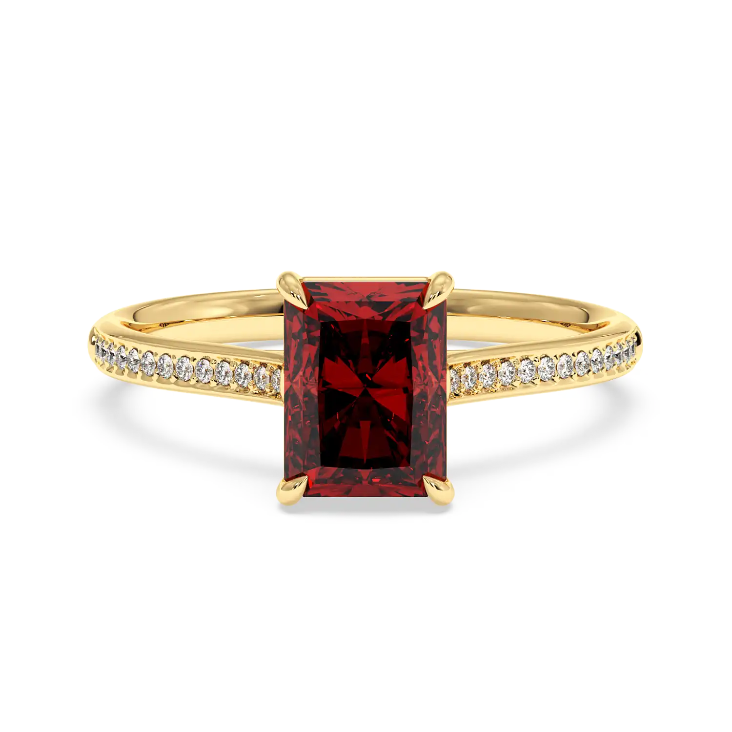 18K Yellow Gold Poppy Pave Engagement Ring