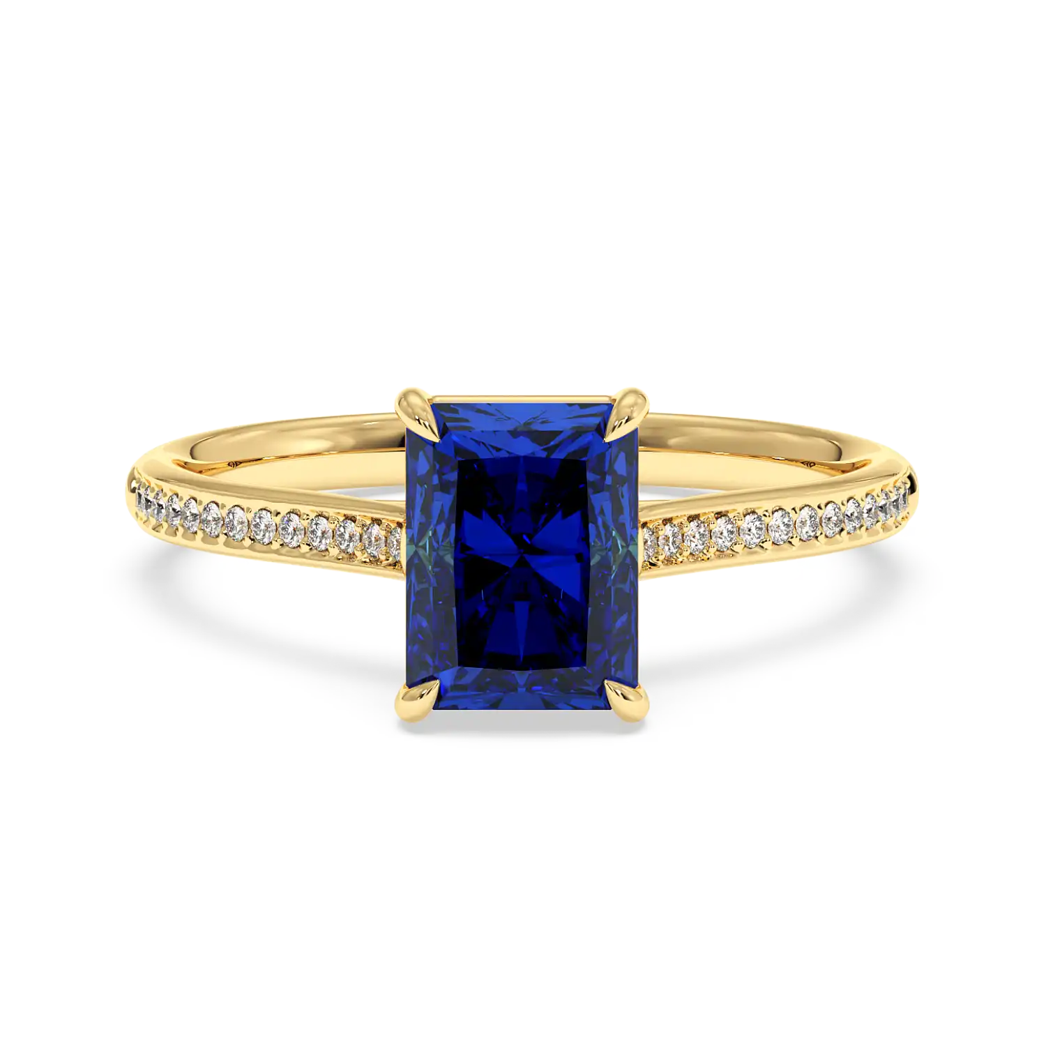 18K Yellow Gold Poppy Pave Engagement Ring