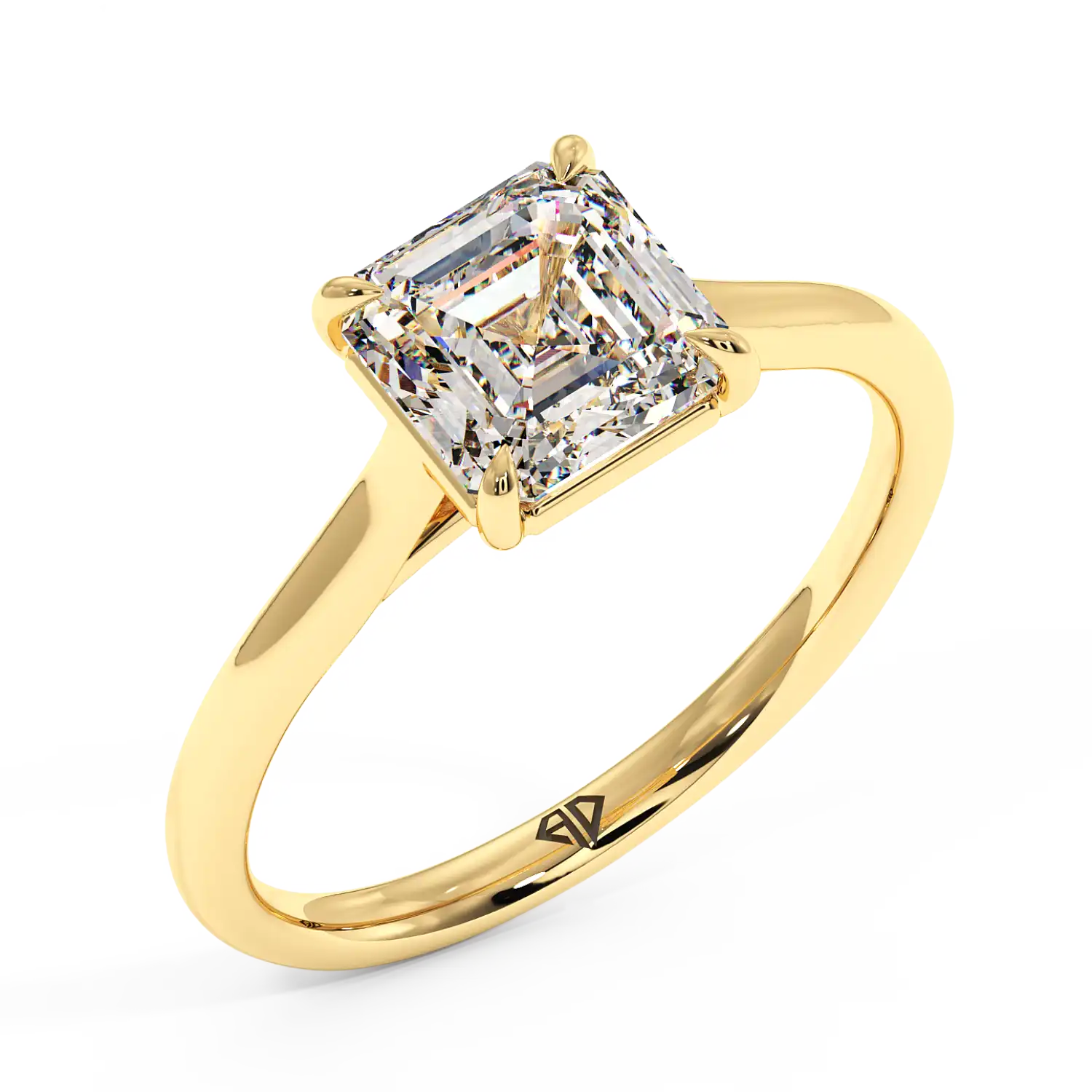 18K Yellow Gold Poppy Plain Shank Engagement Ring