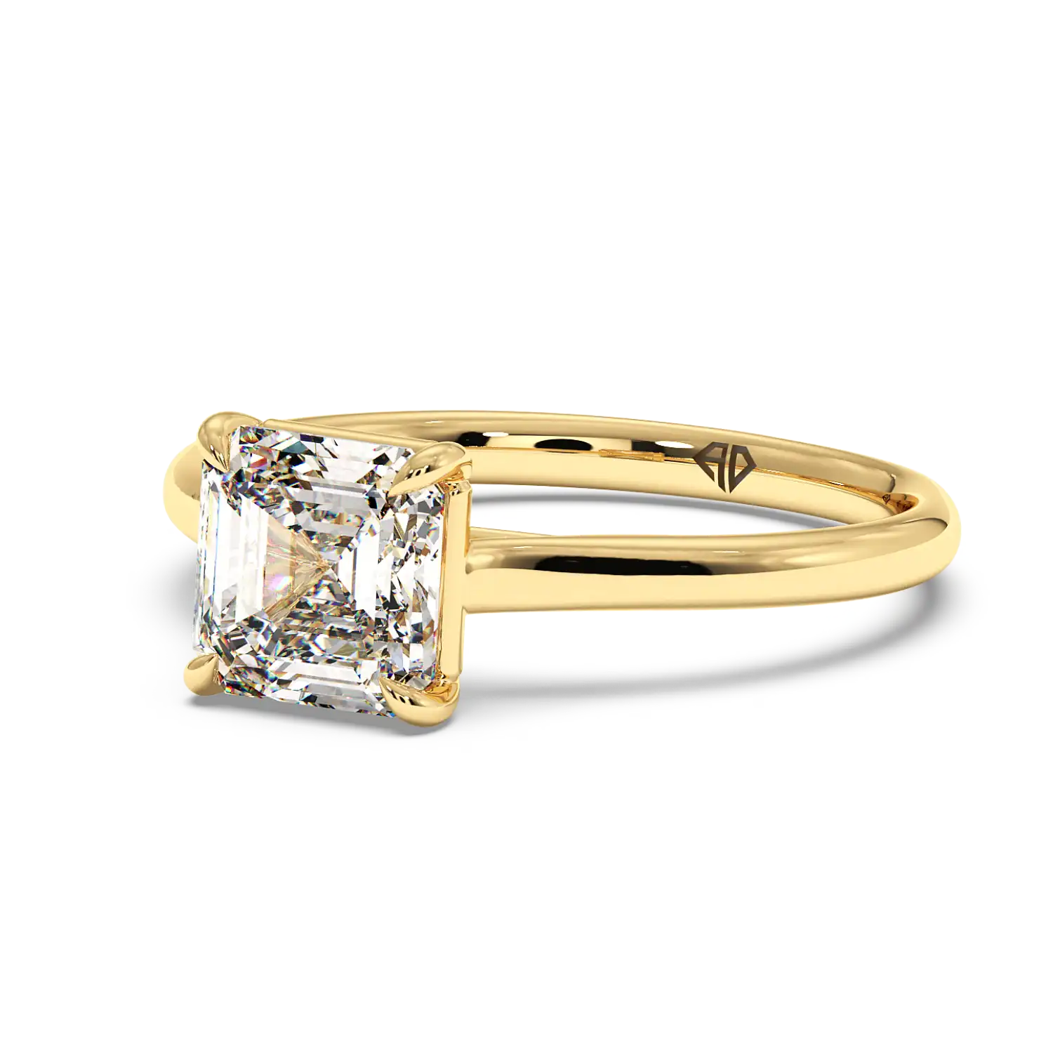 18K Yellow Gold Poppy Plain Shank Engagement Ring