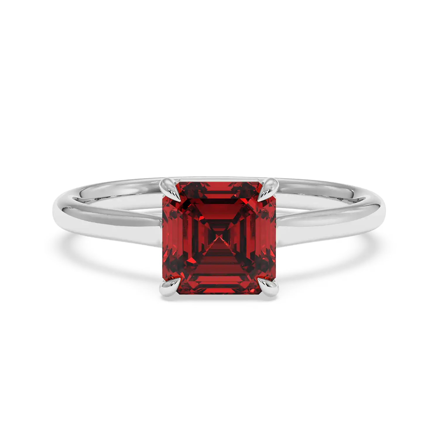 18K White Gold Poppy Plain Shank Engagement Ring