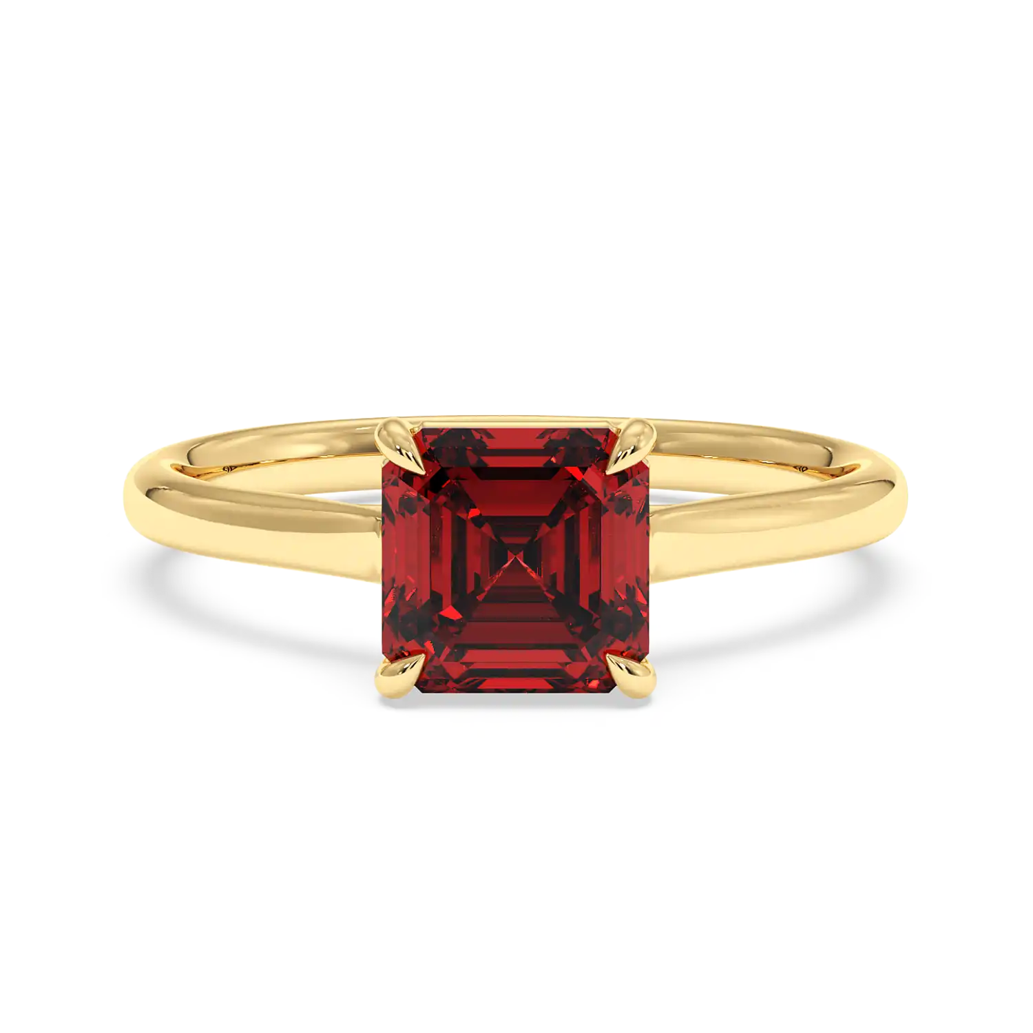 18K Yellow Gold Poppy Plain Shank Engagement Ring