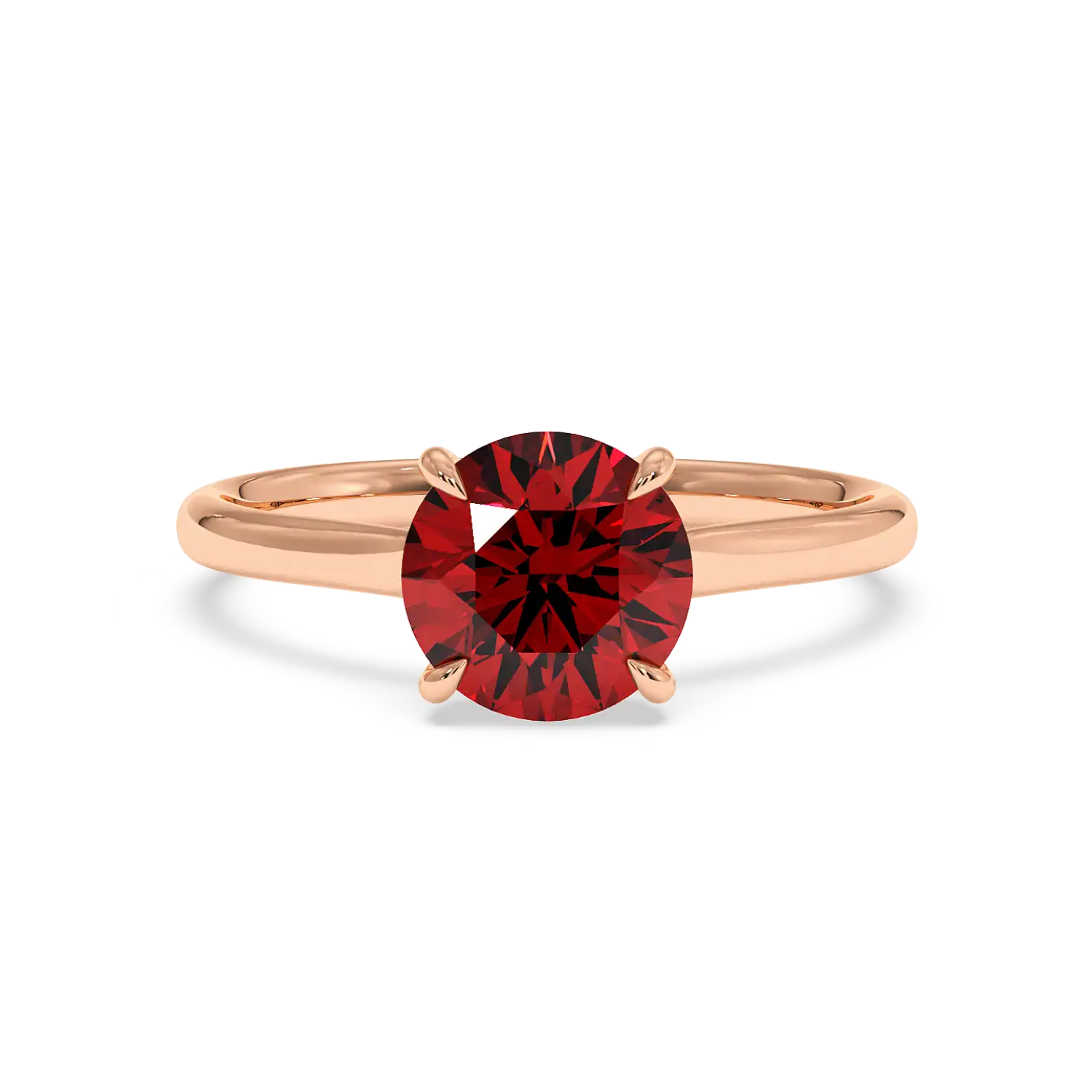 18K Rose Gold Poppy Plain Shank Engagement Ring