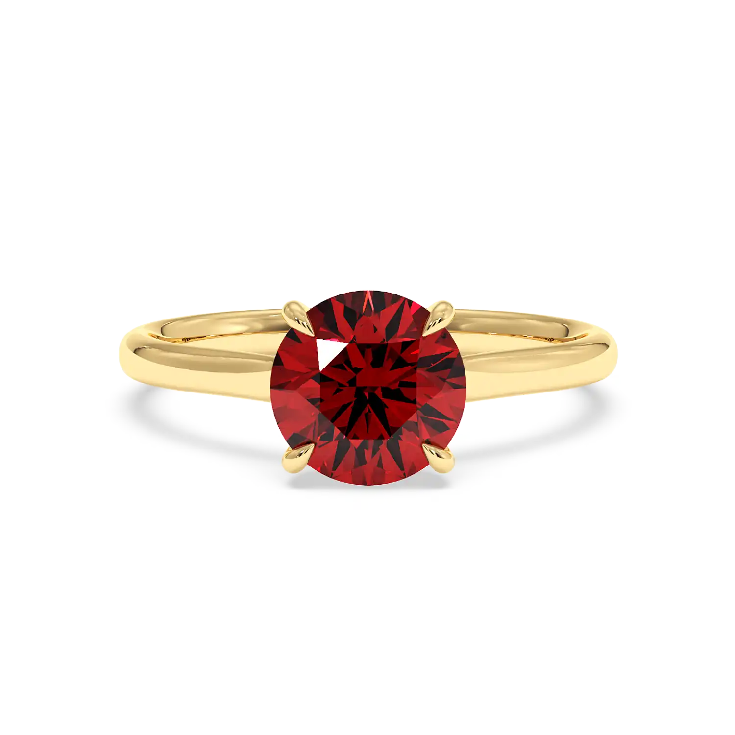 18K Yellow Gold Poppy Plain Shank Engagement Ring