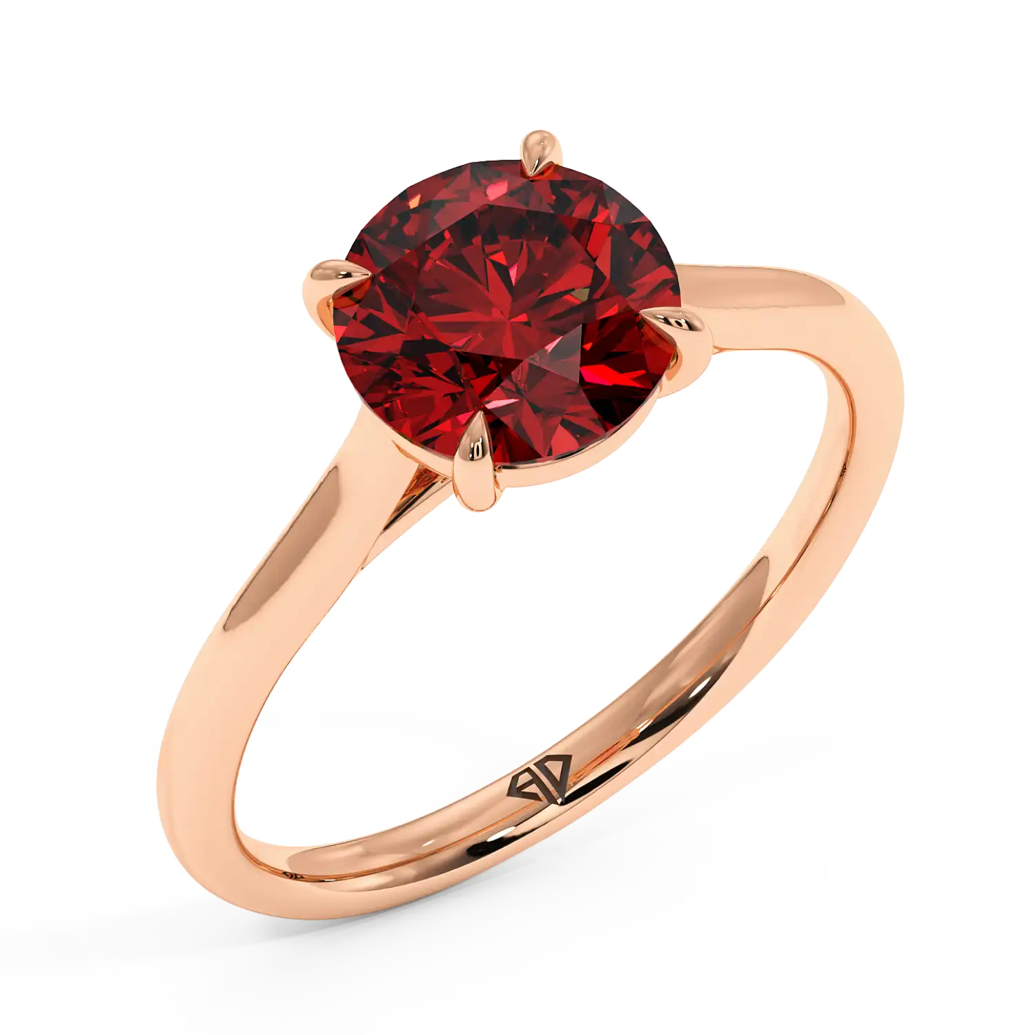 18K Rose Gold Poppy Plain Shank Engagement Ring