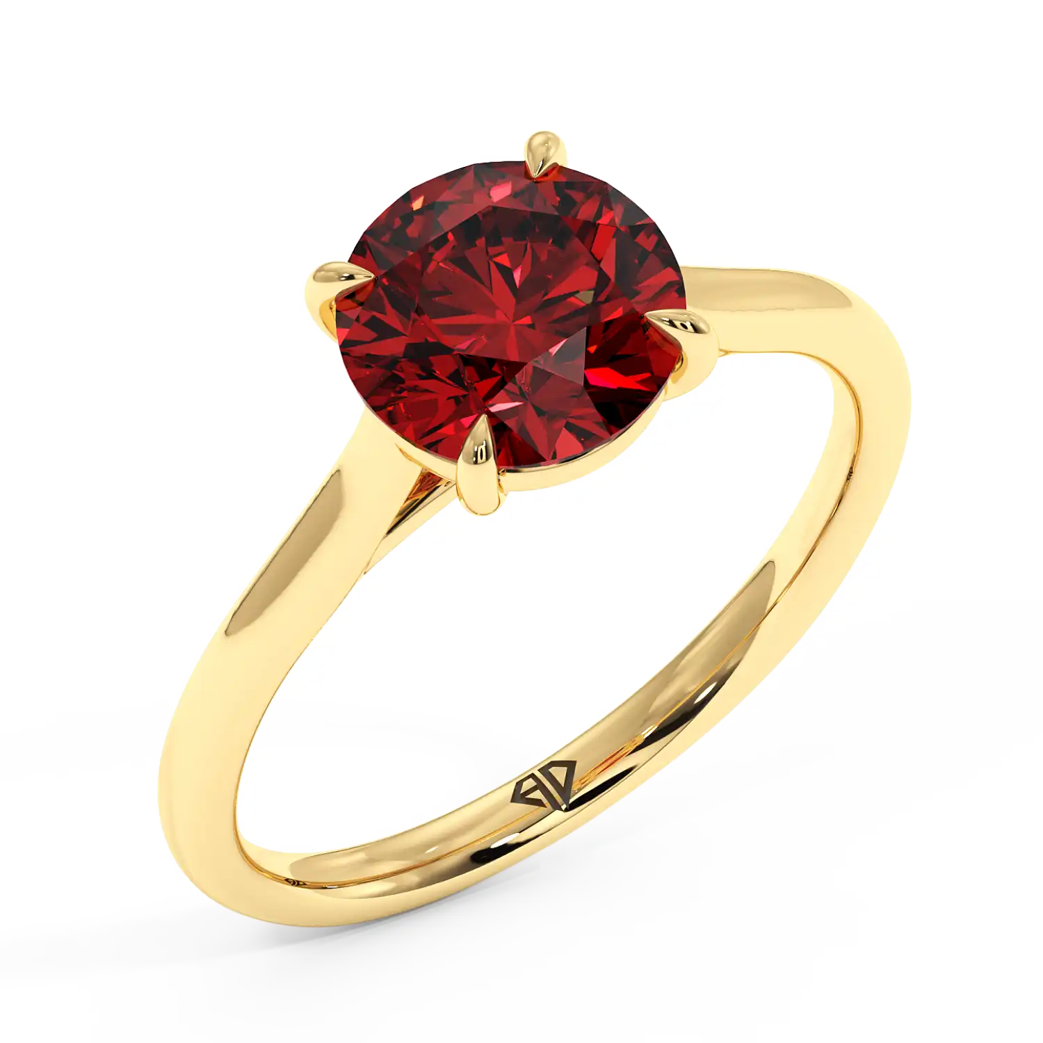 18K Yellow Gold Poppy Plain Shank Engagement Ring