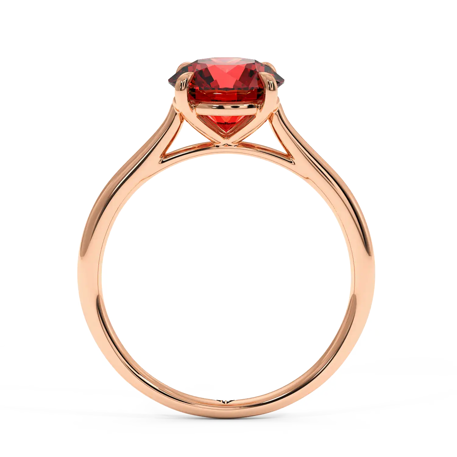 18K Rose Gold Poppy Plain Shank Engagement Ring