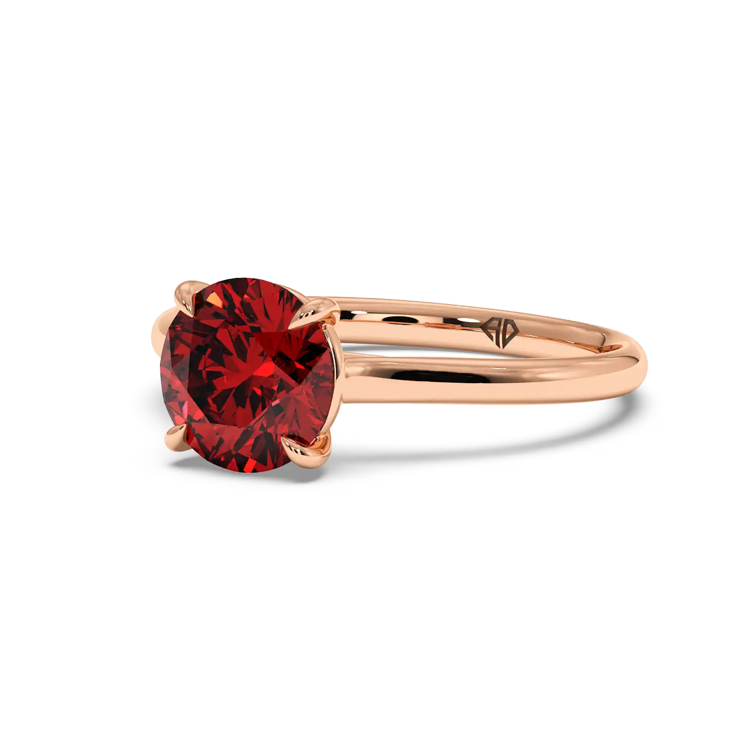 18K Rose Gold Poppy Plain Shank Engagement Ring