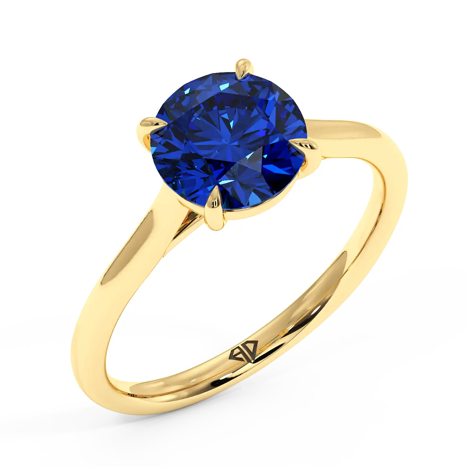 18K Yellow Gold Poppy Plain Shank Engagement Ring