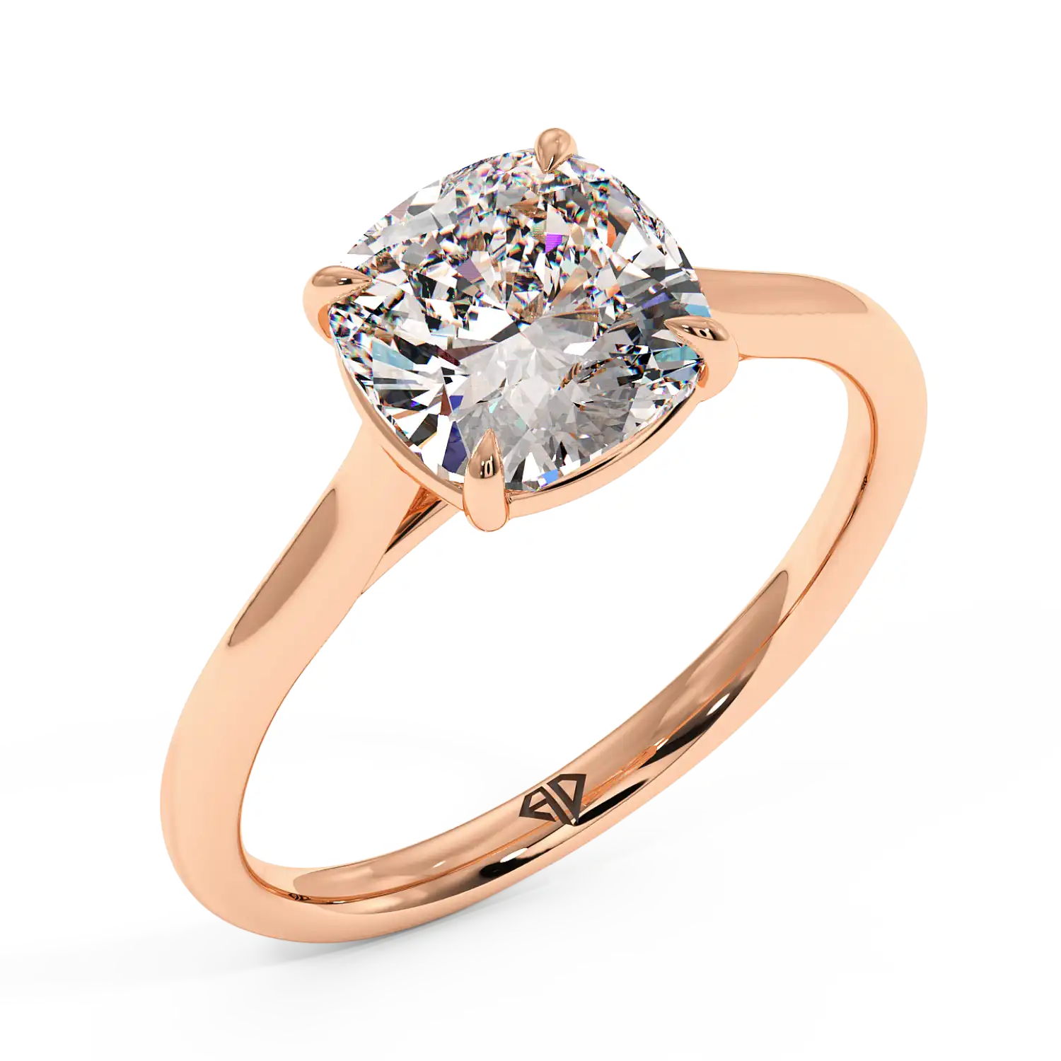 18K Rose Gold Poppy Plain Shank Engagement Ring