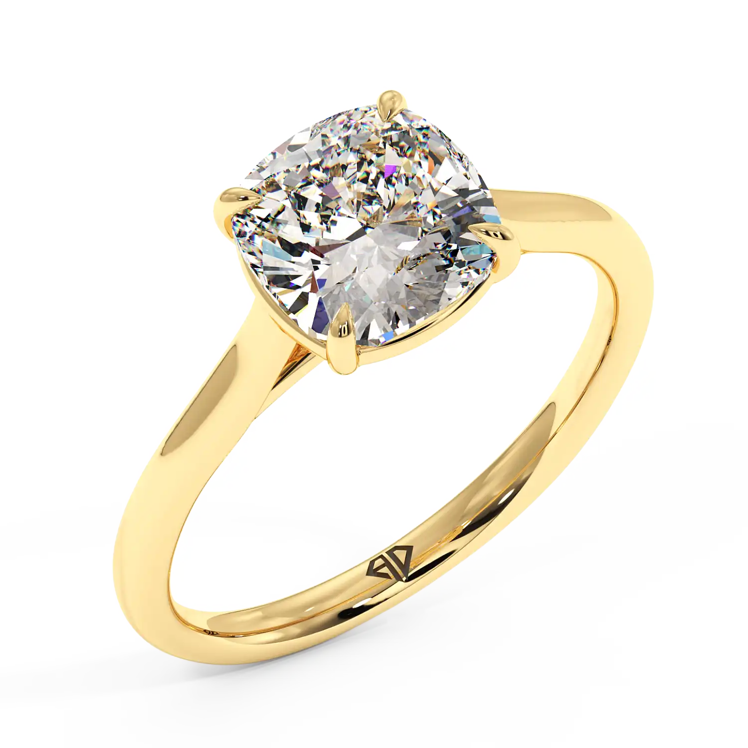 18K Yellow Gold Poppy Plain Shank Engagement Ring