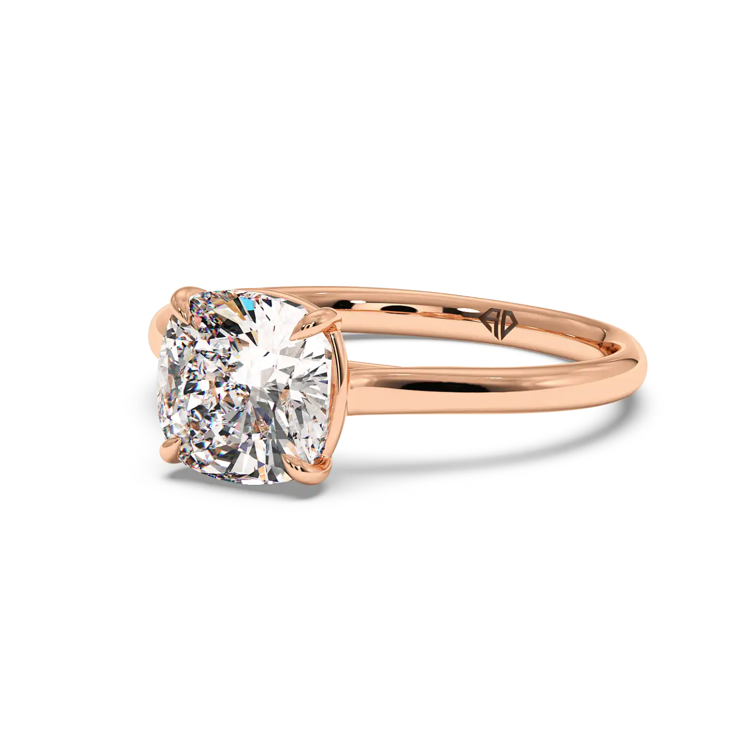 18K Rose Gold Poppy Plain Shank Engagement Ring