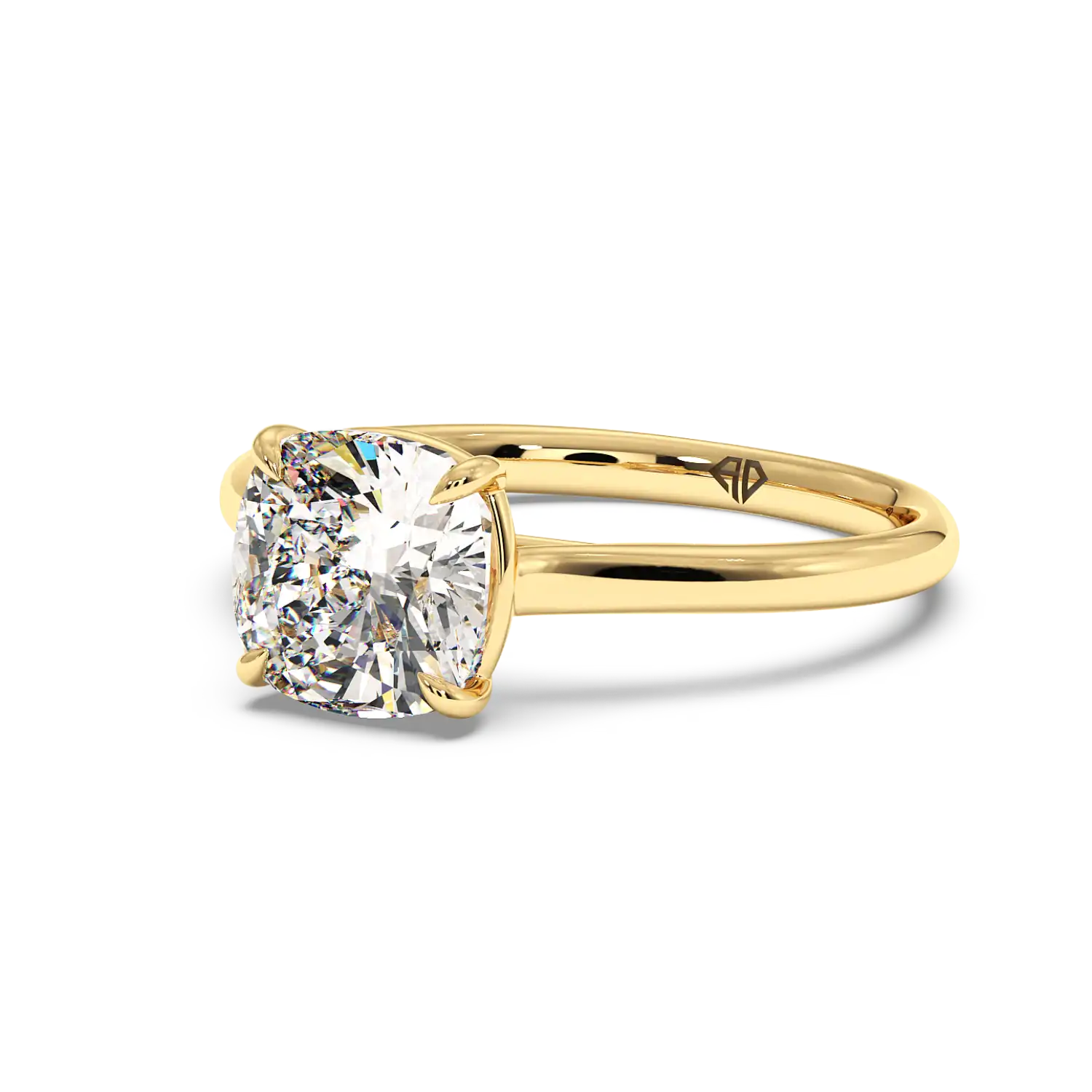 18K Yellow Gold Poppy Plain Shank Engagement Ring