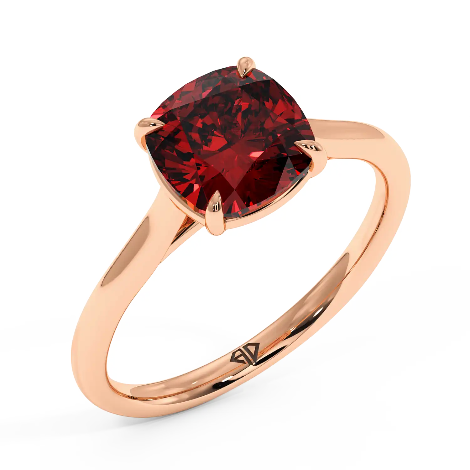 18K Rose Gold Poppy Plain Shank Engagement Ring