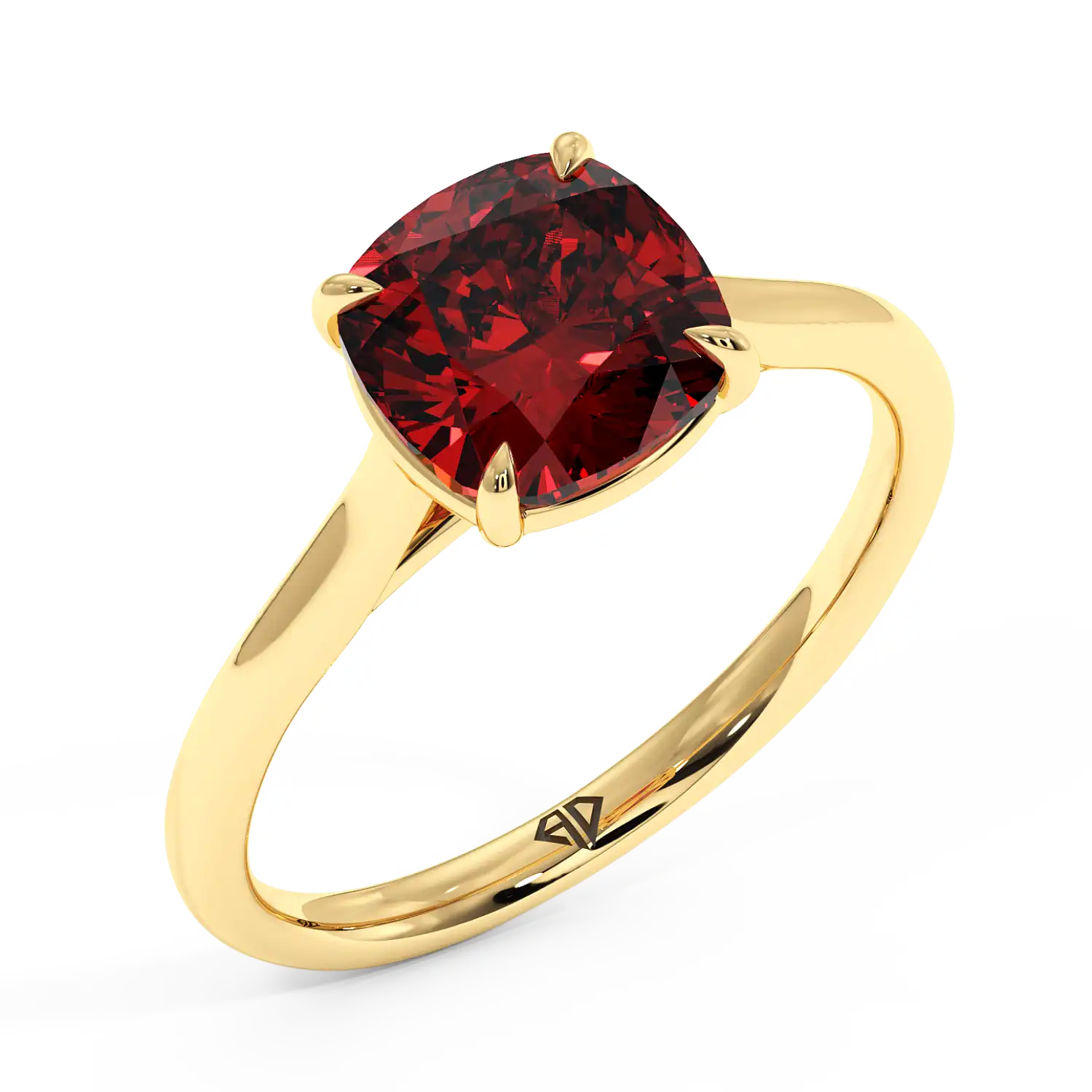 18K Yellow Gold Poppy Plain Shank Engagement Ring