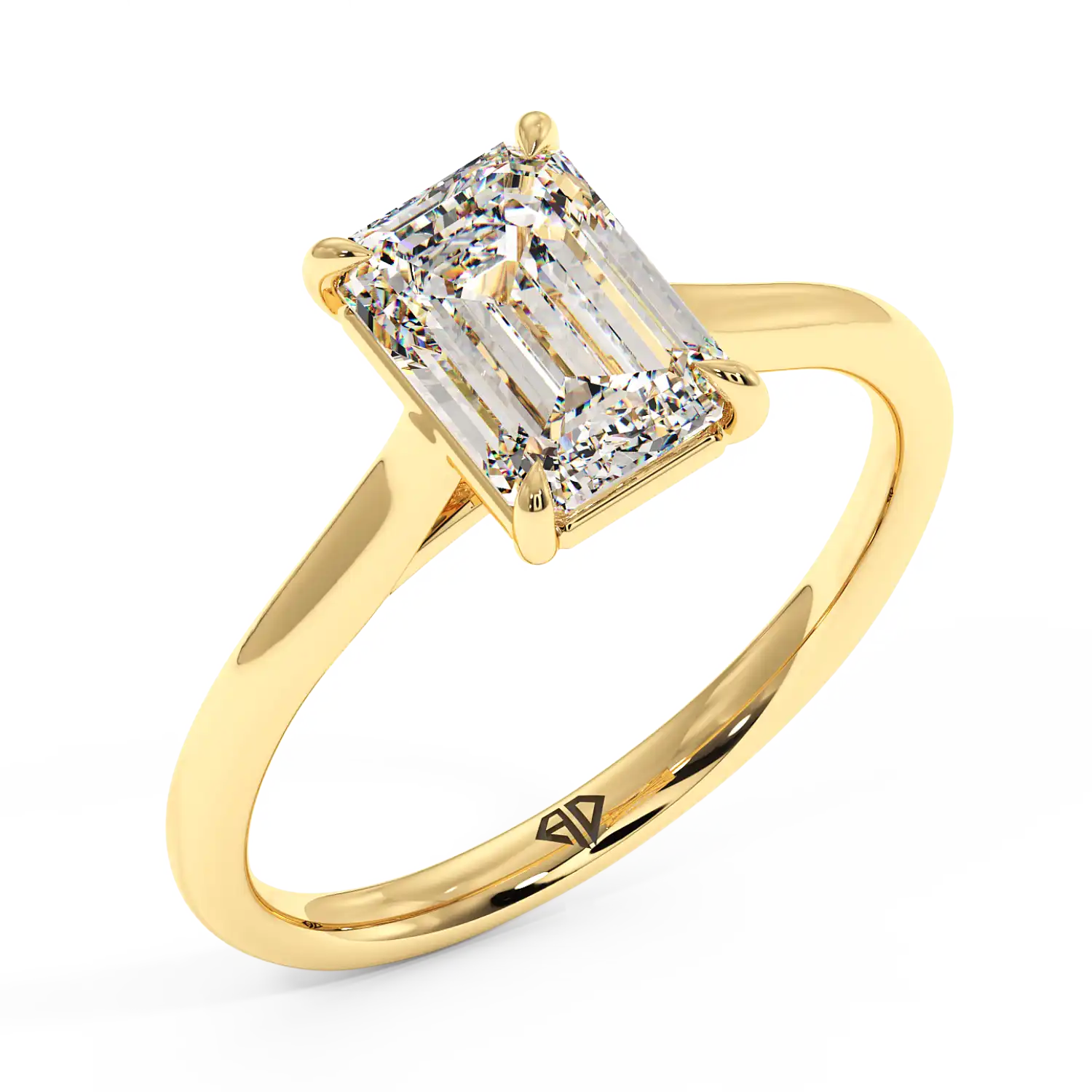 18K Yellow Gold Poppy Plain Shank Engagement Ring