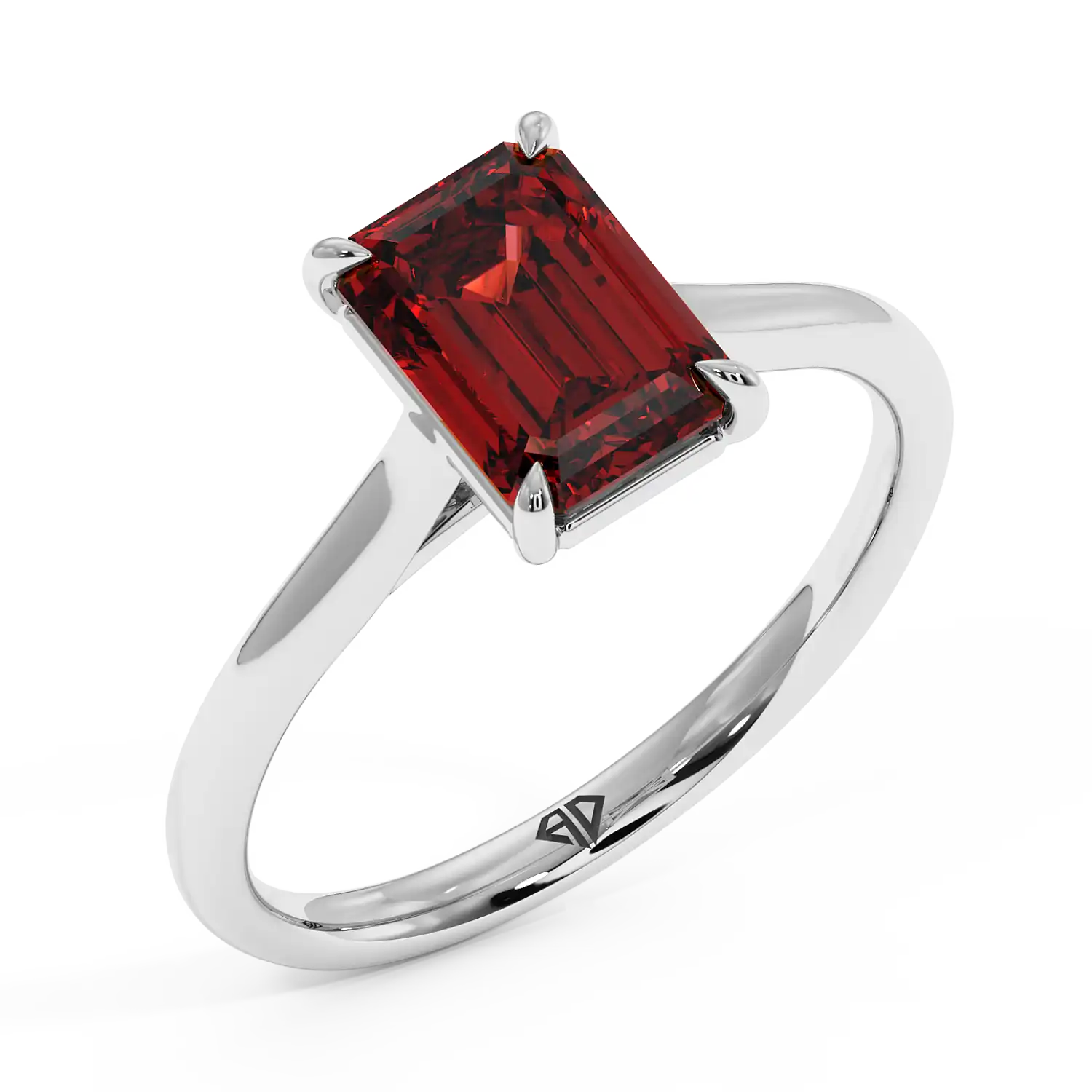 18K White Gold Poppy Plain Shank Engagement Ring