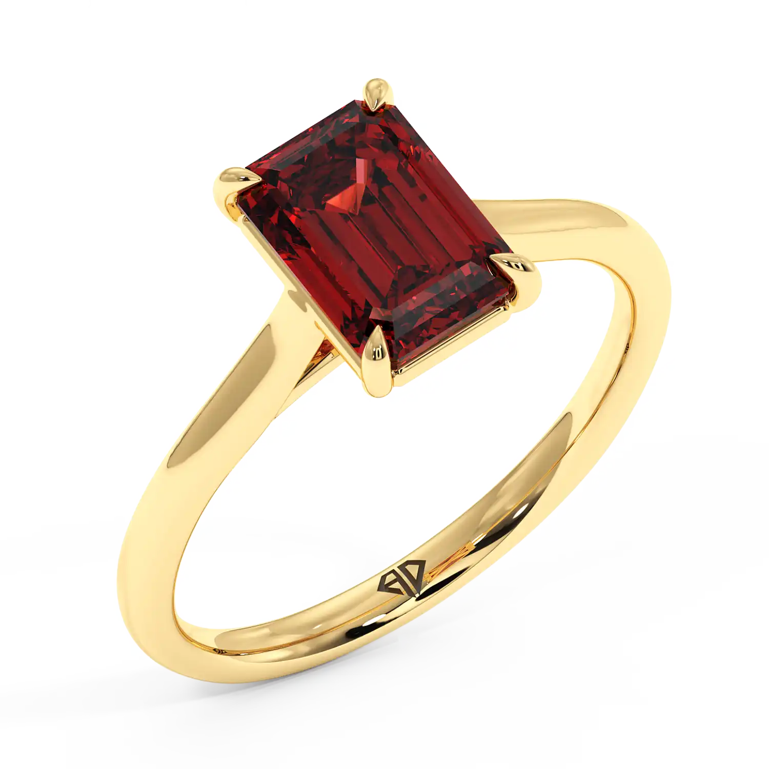 18K Yellow Gold Poppy Plain Shank Engagement Ring