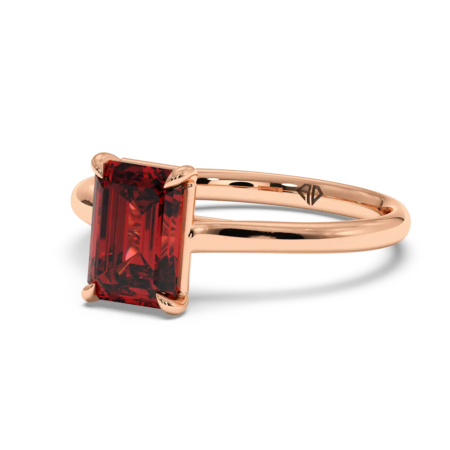 18K Rose Gold Poppy Plain Shank Engagement Ring