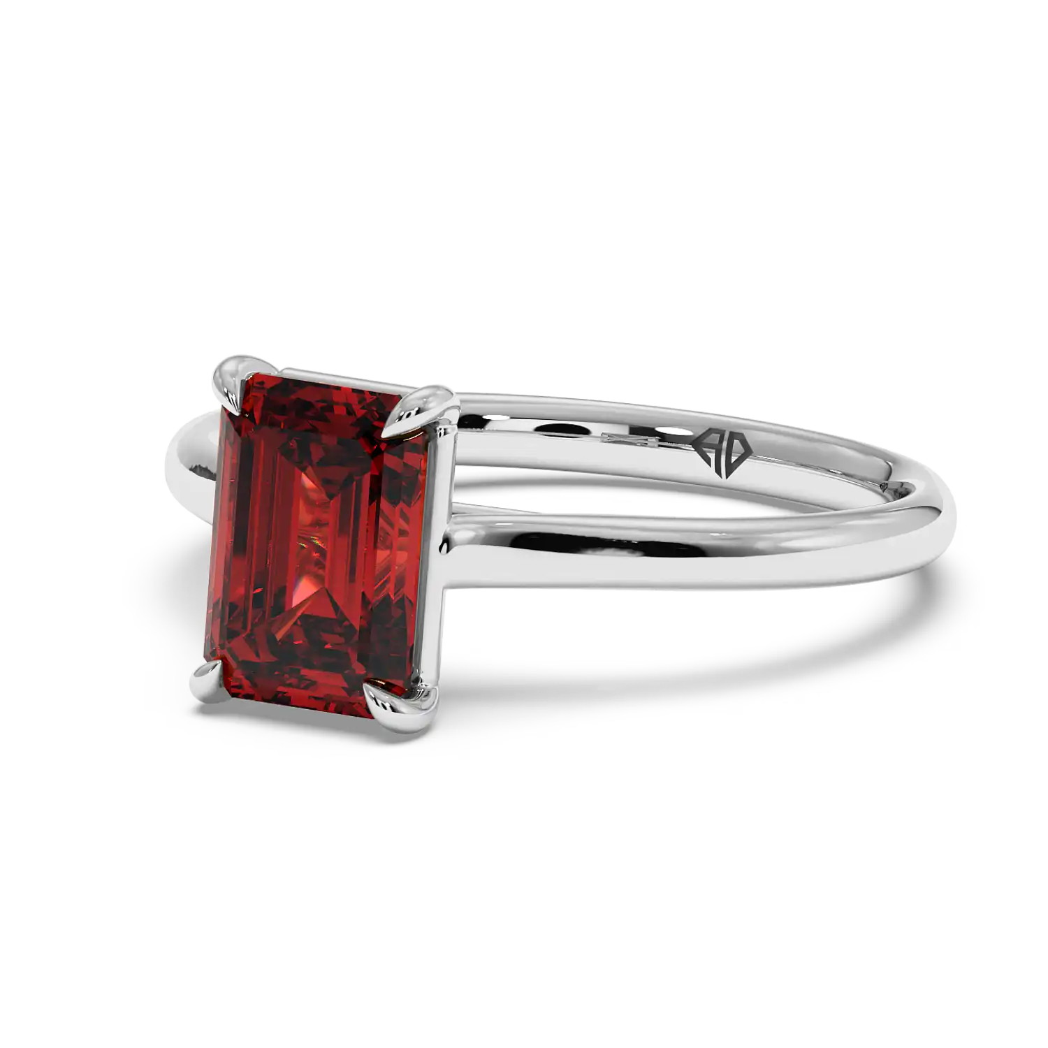 18K White Gold Poppy Plain Shank Engagement Ring