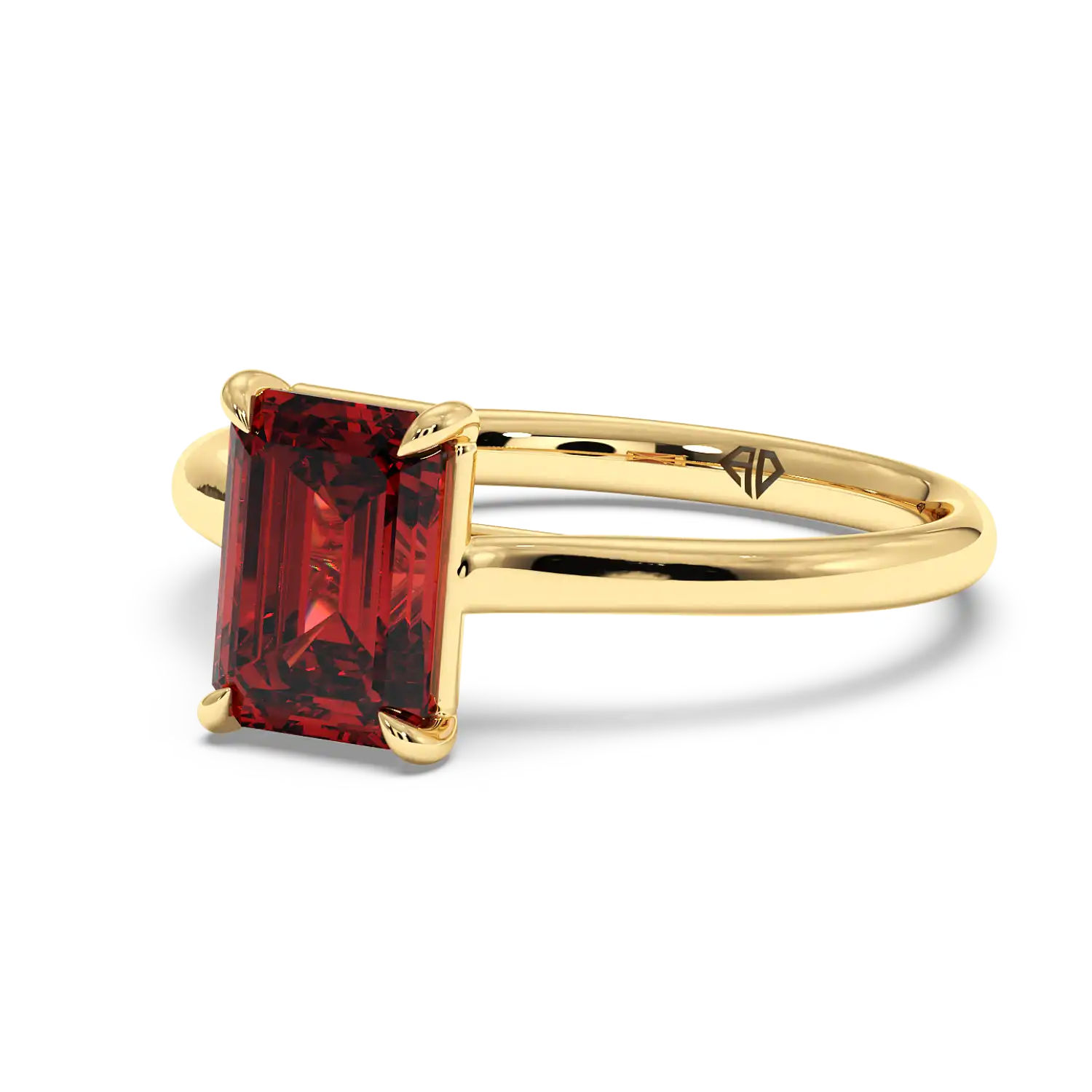 18K Yellow Gold Poppy Plain Shank Engagement Ring