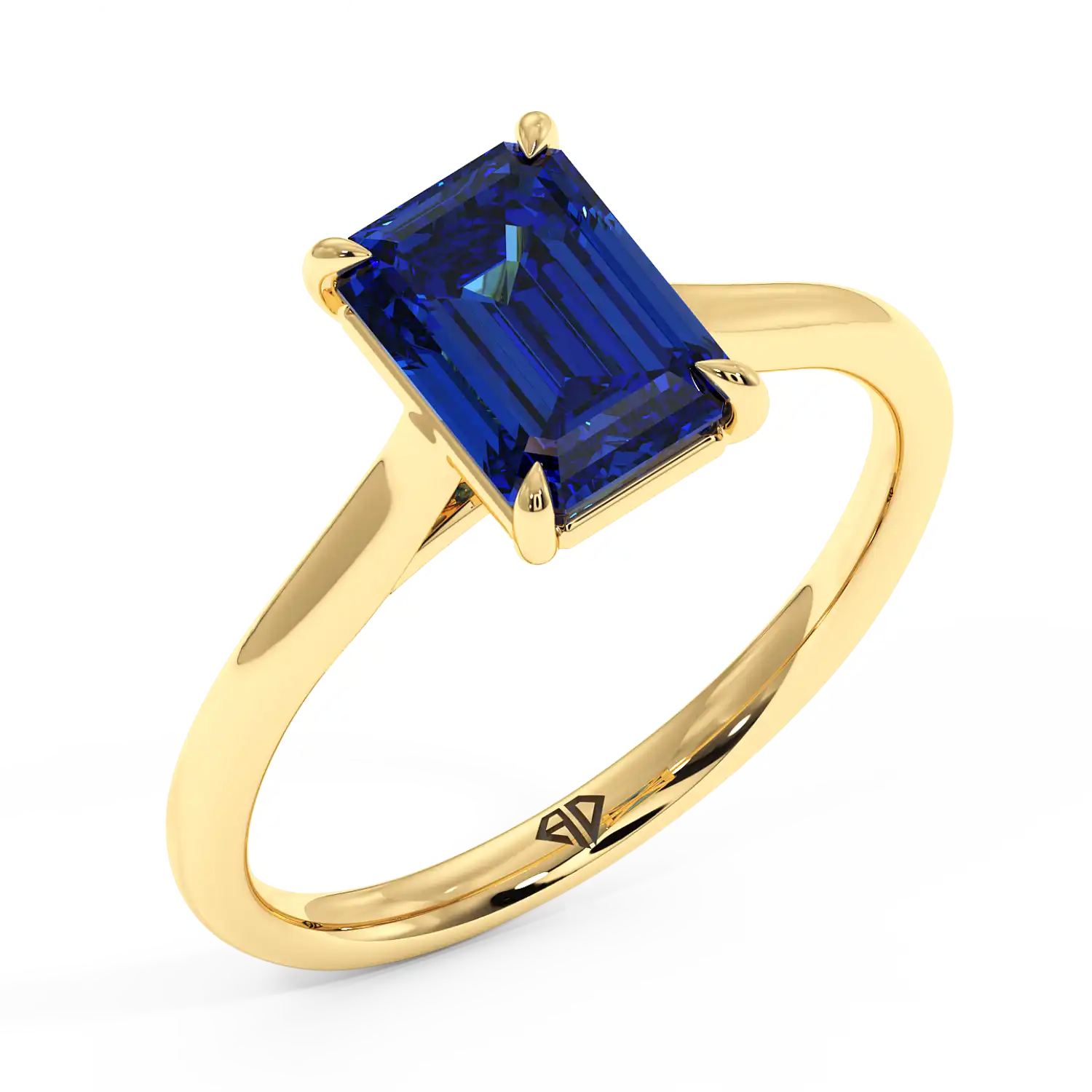 18K Yellow Gold Poppy Plain Shank Engagement Ring