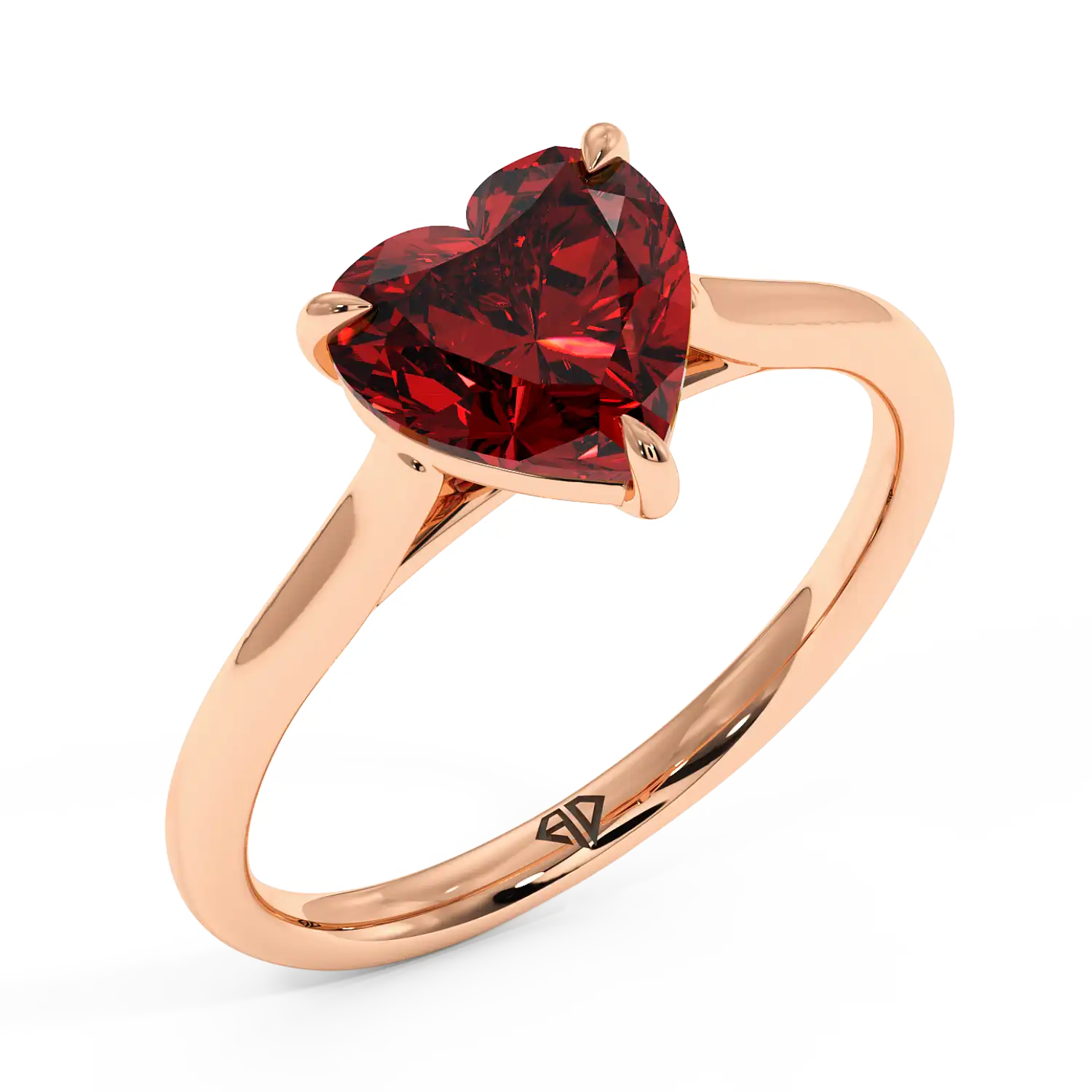 18K Rose Gold Poppy Plain Shank Engagement Ring
