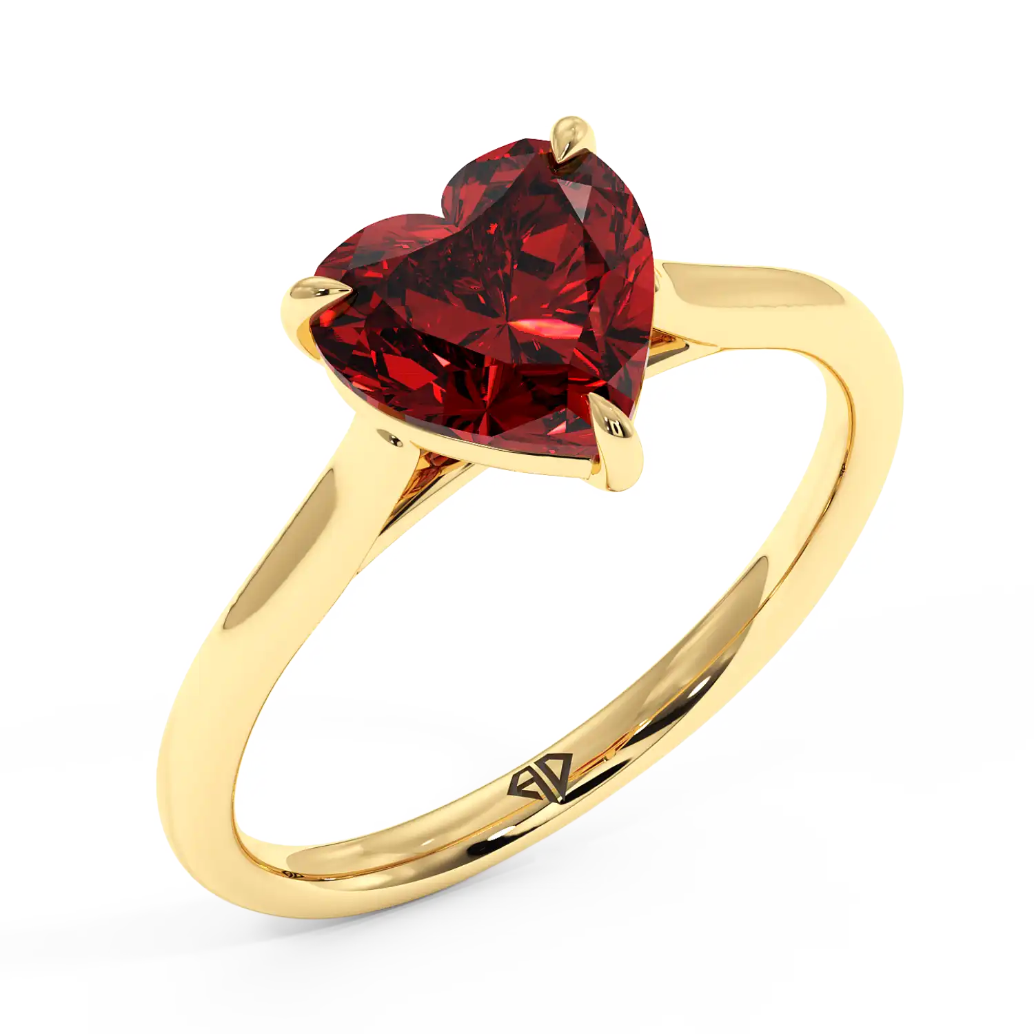 18K Yellow Gold Poppy Plain Shank Engagement Ring