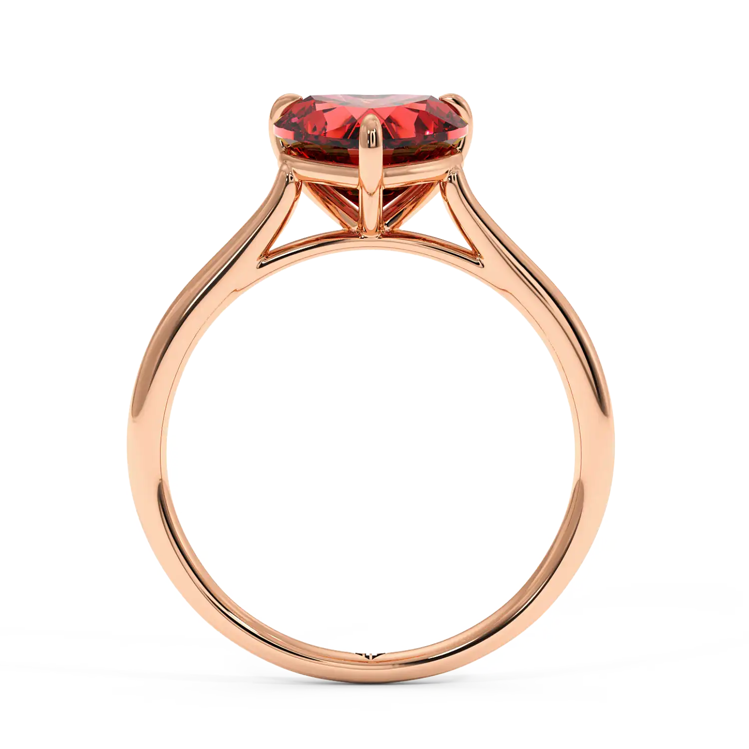 18K Rose Gold Poppy Plain Shank Engagement Ring