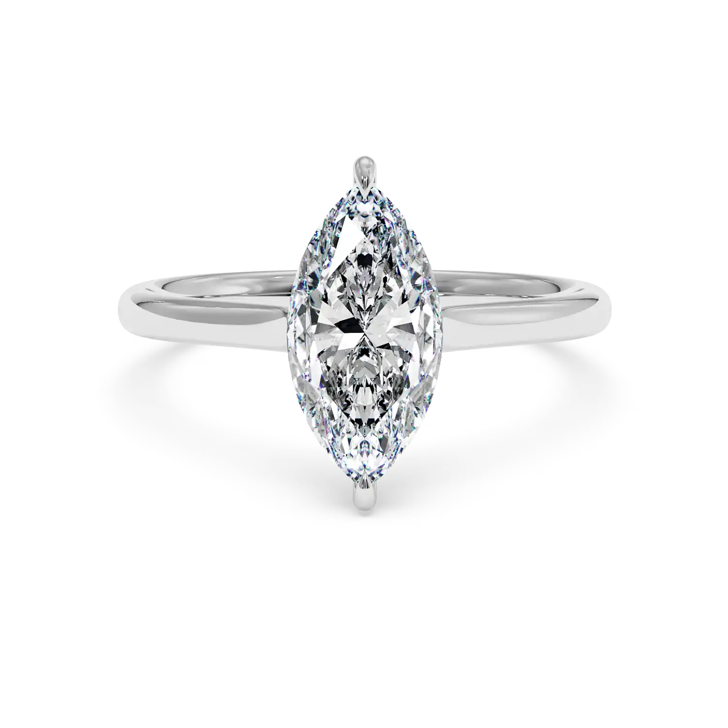 18K White Gold Poppy Plain Shank Engagement Ring