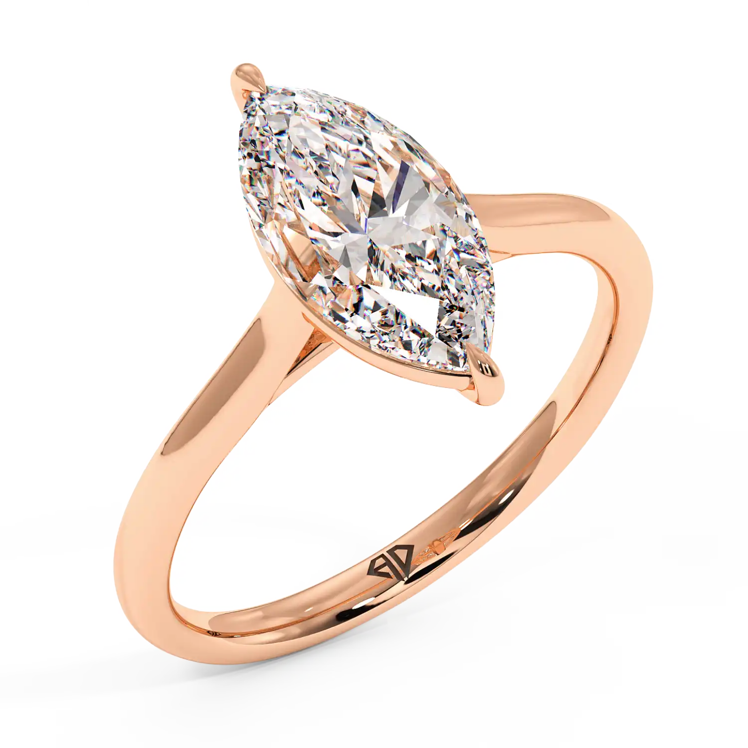 18K Rose Gold Poppy Plain Shank Engagement Ring