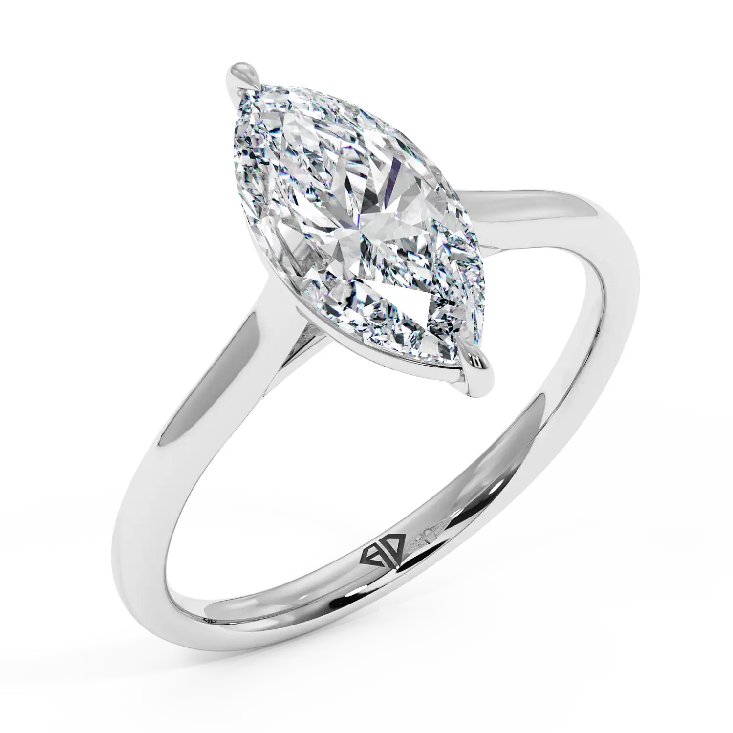 18K White Gold Poppy Plain Shank Engagement Ring