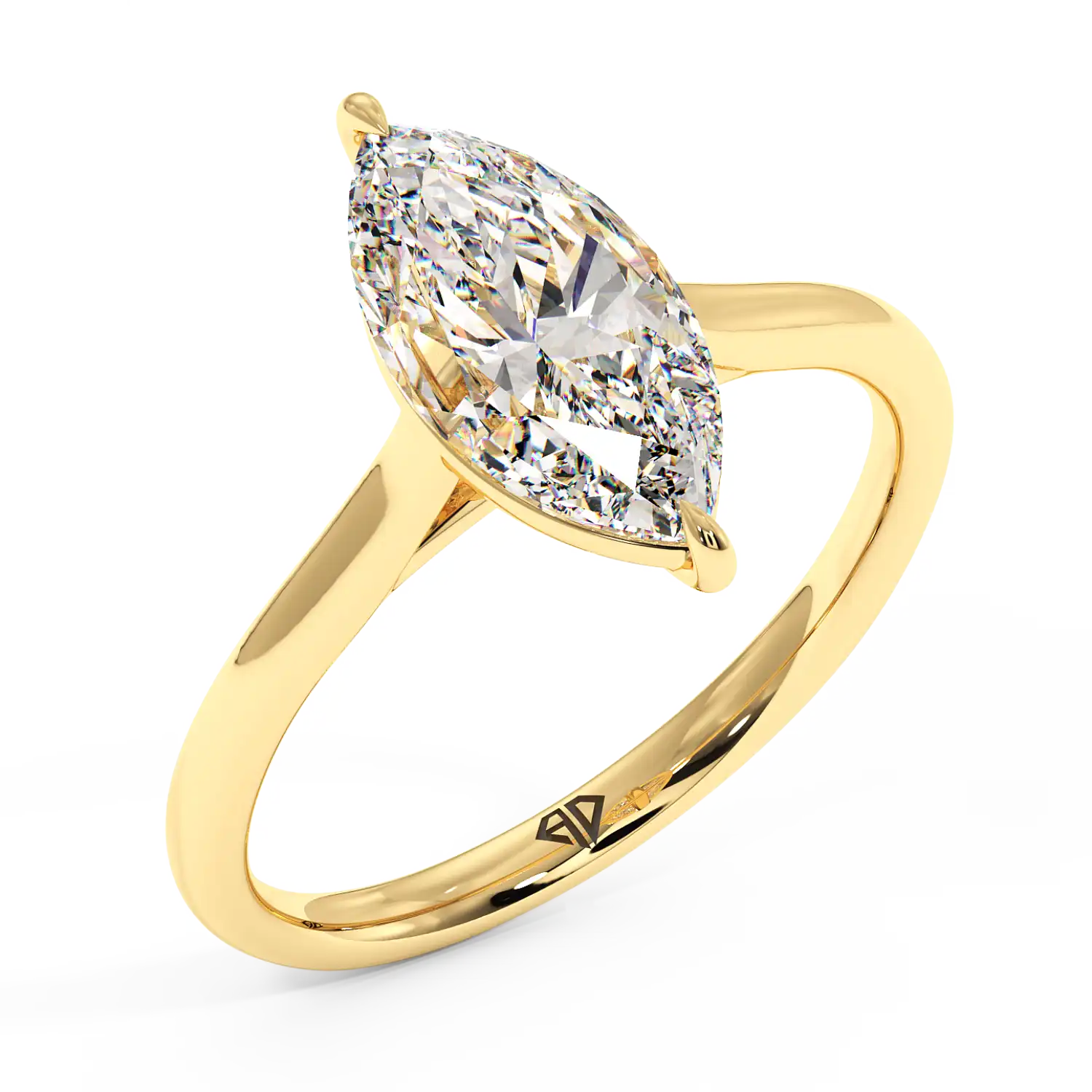 18K Yellow Gold Poppy Plain Shank Engagement Ring