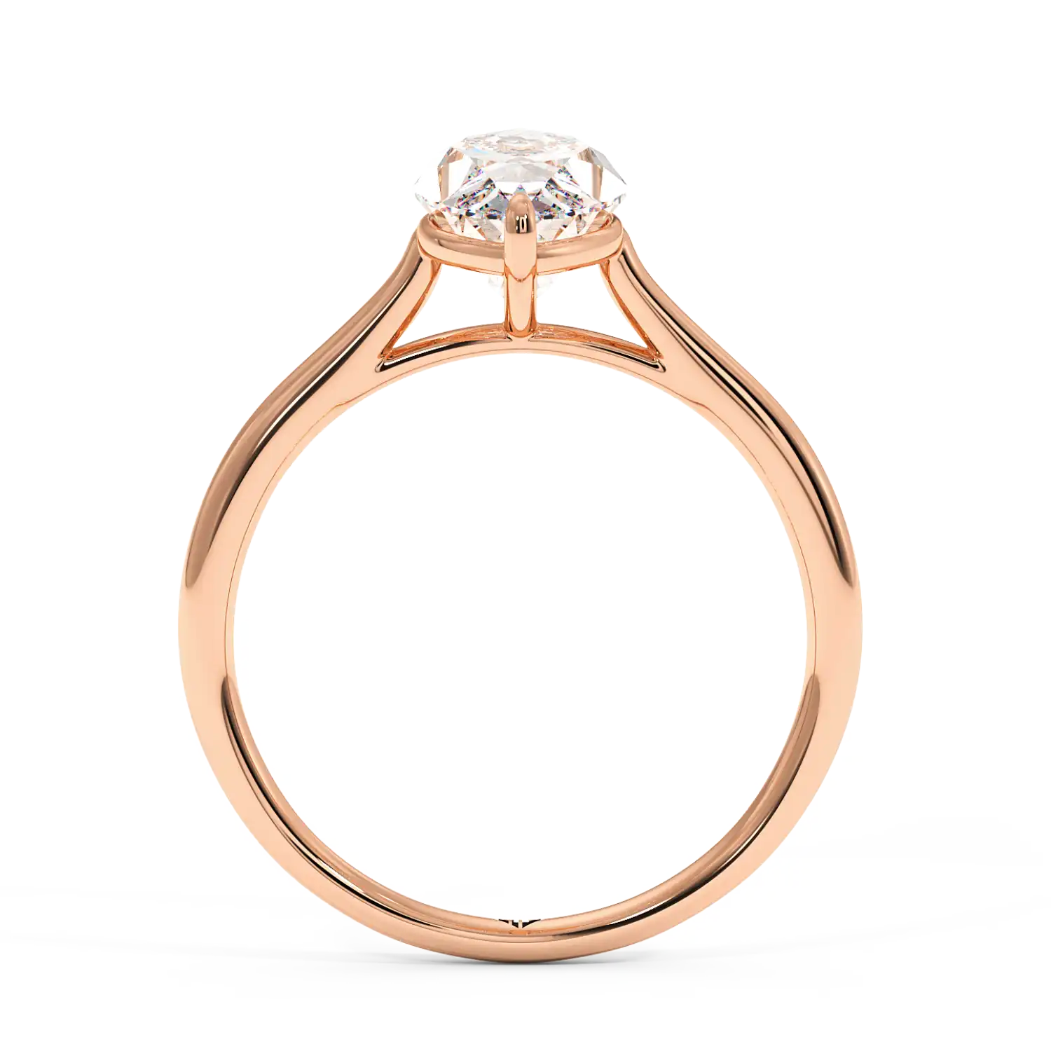18K Rose Gold Poppy Plain Shank Engagement Ring