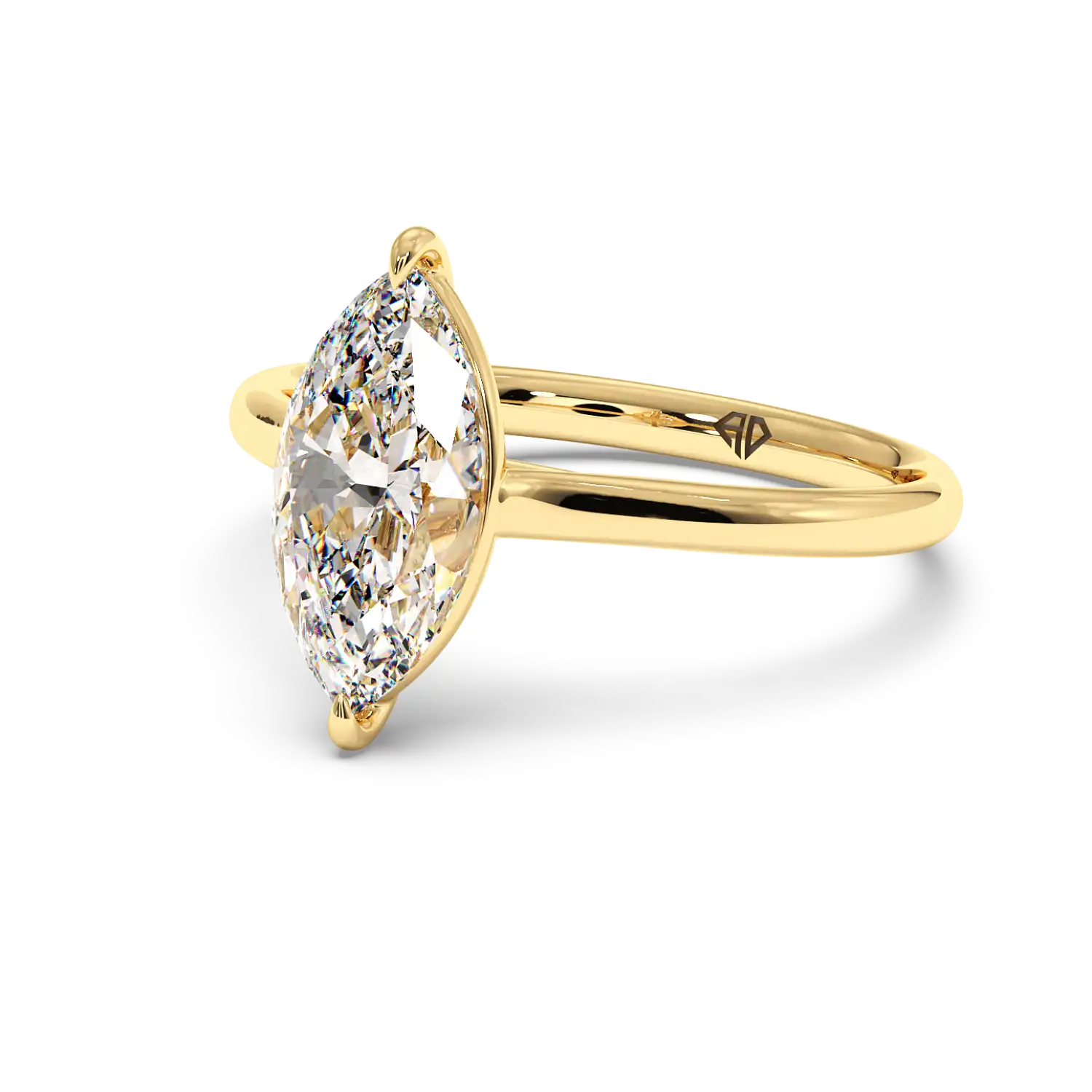 18K Yellow Gold Poppy Plain Shank Engagement Ring