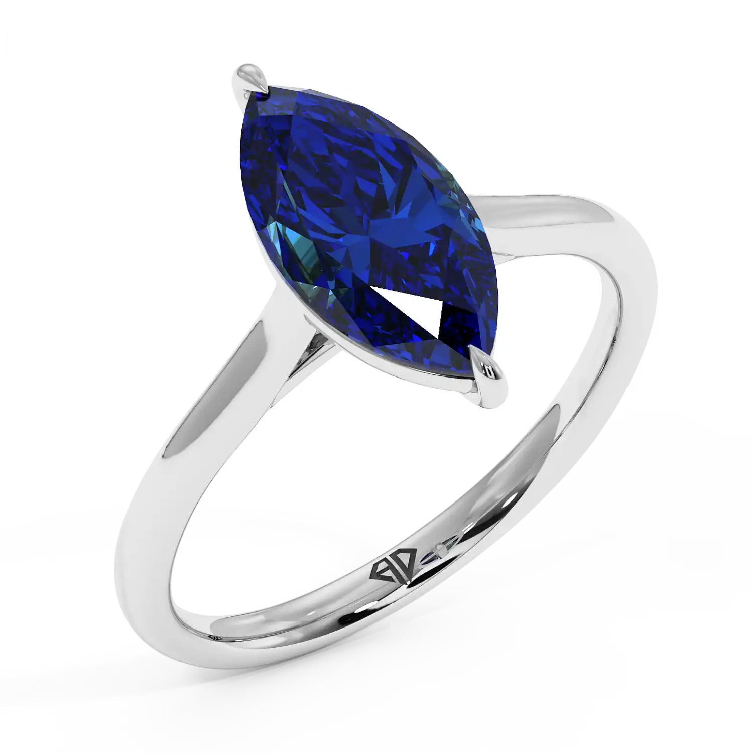 18K White Gold Poppy Plain Shank Engagement Ring