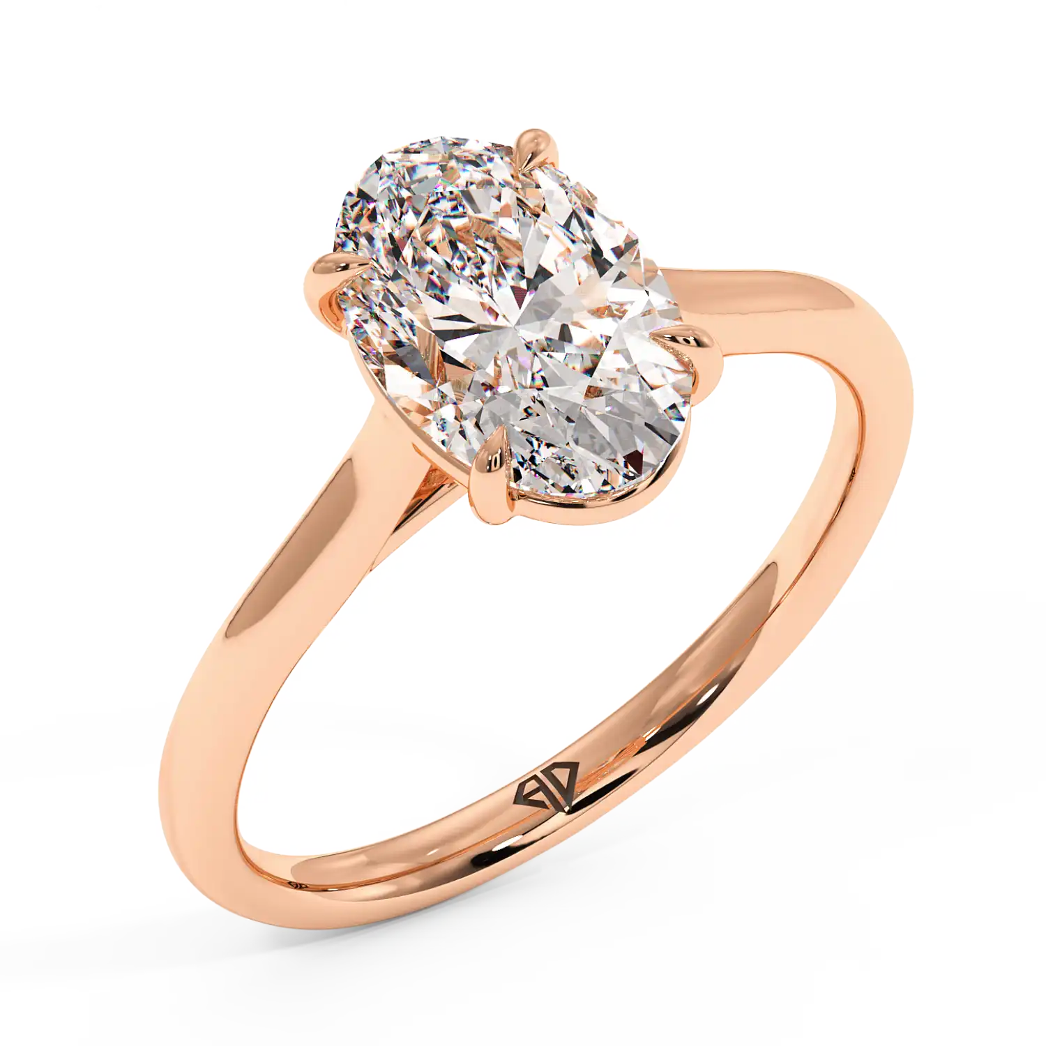 18K Rose Gold Poppy Plain Shank Engagement Ring
