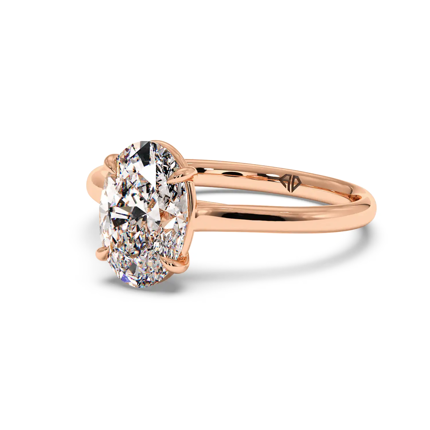 18K Rose Gold Poppy Plain Shank Engagement Ring