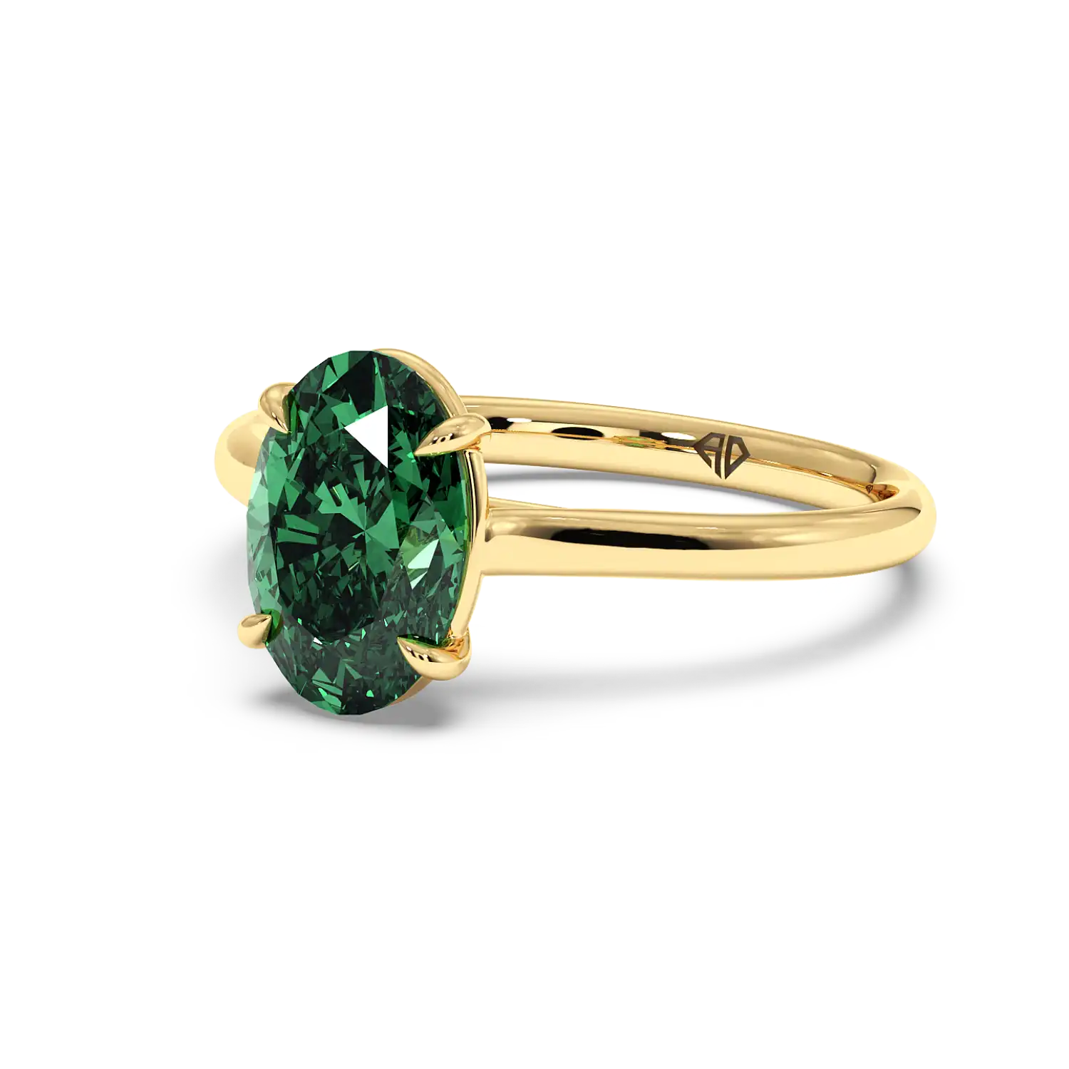 18K Yellow Gold Poppy Plain Shank Engagement Ring